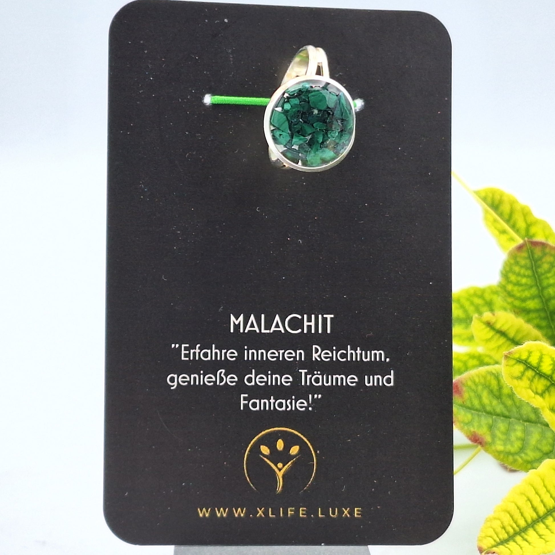 Malachit Messing Ring 14mm