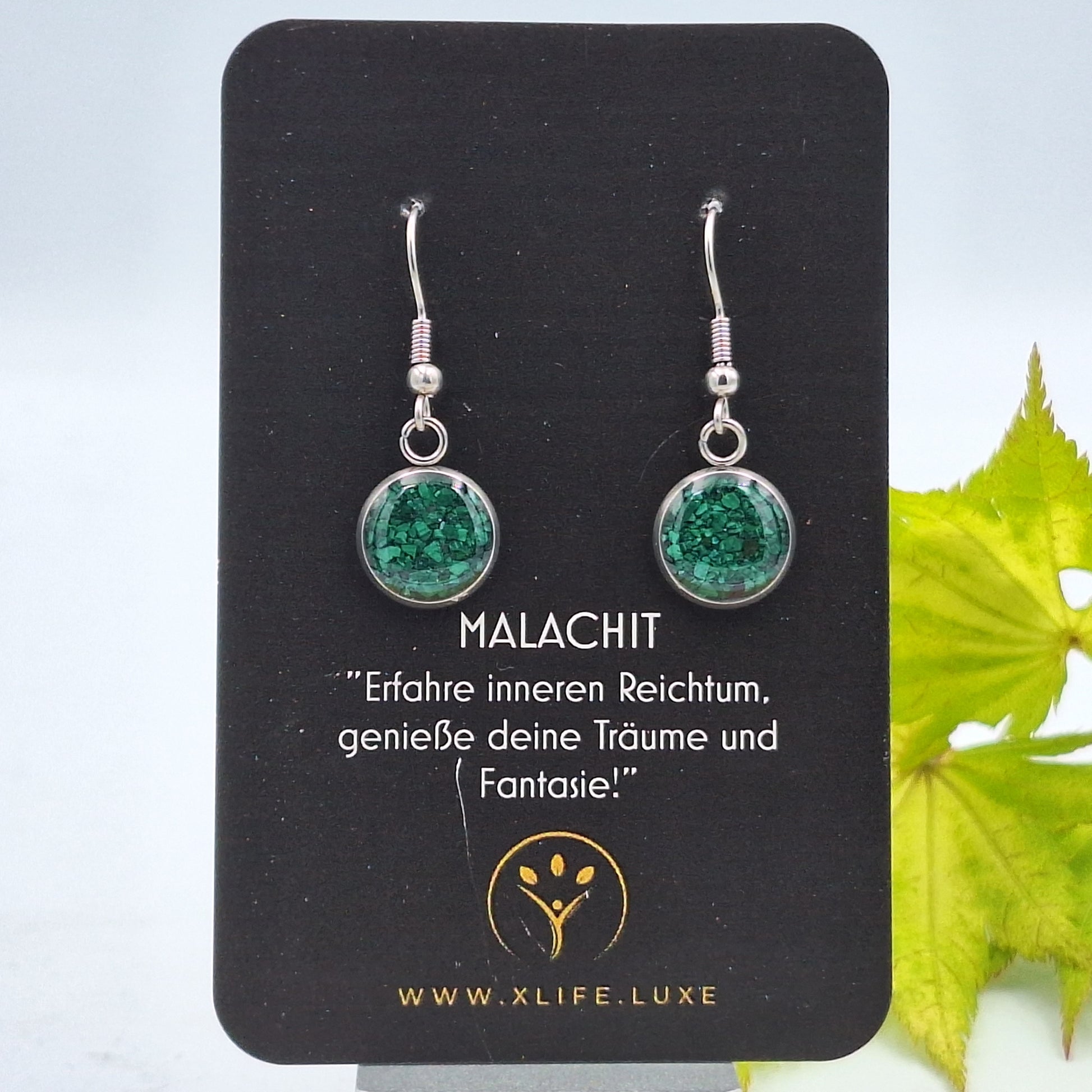 Ohrhänger Malachit 12mm Edelstahl