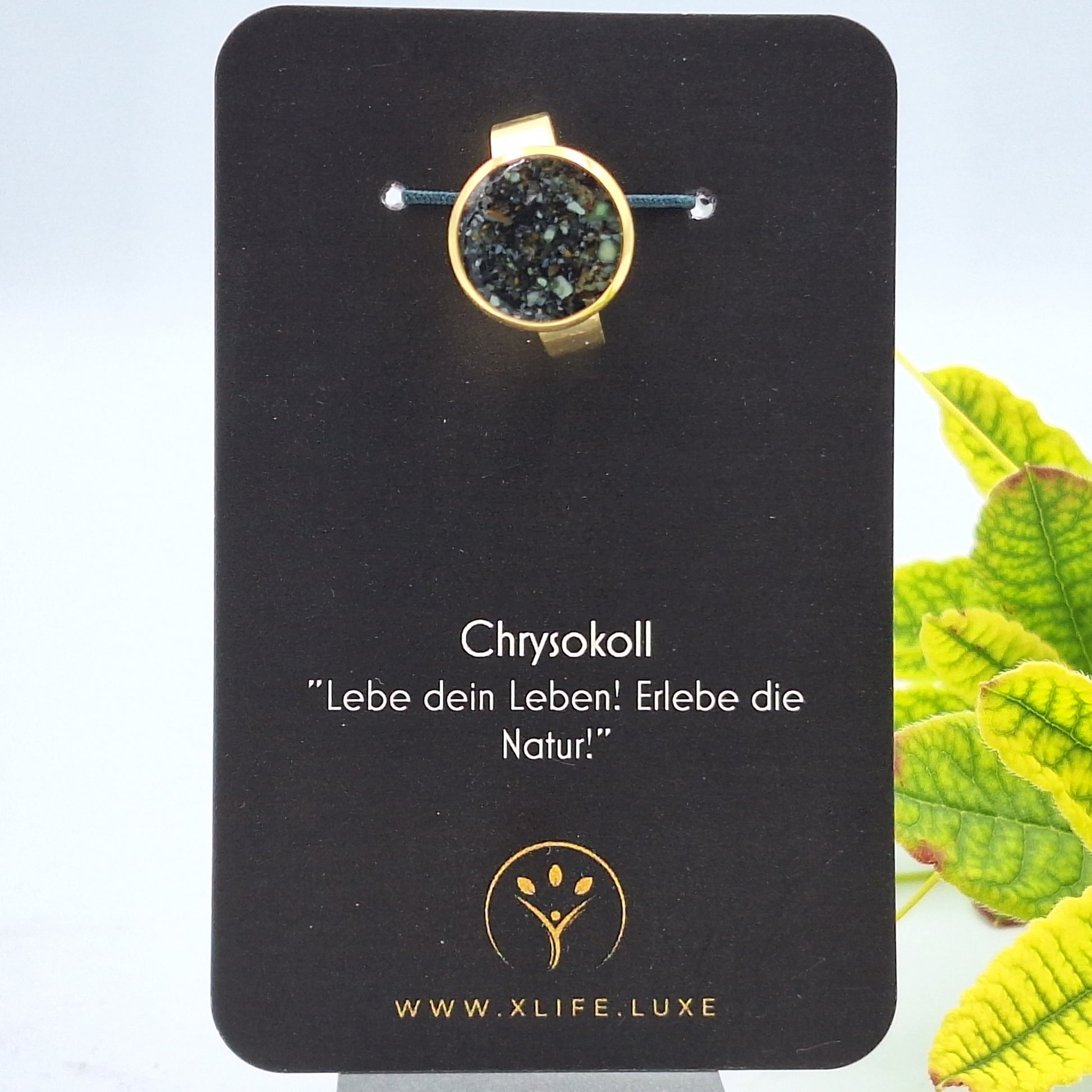 Chrysokoll Edelstahl Ring 14mm rose