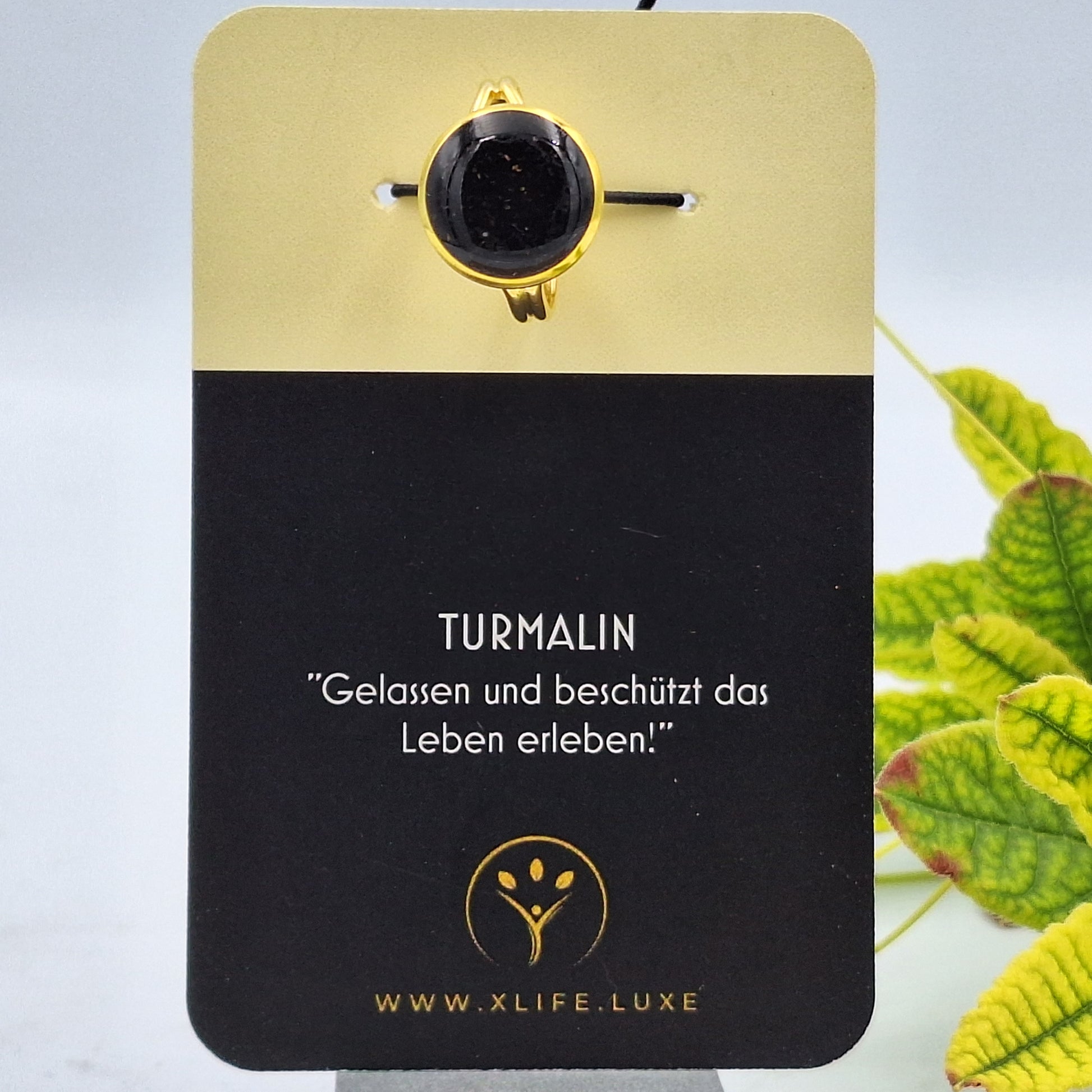 Turmalin Messing Ring 14mm gold