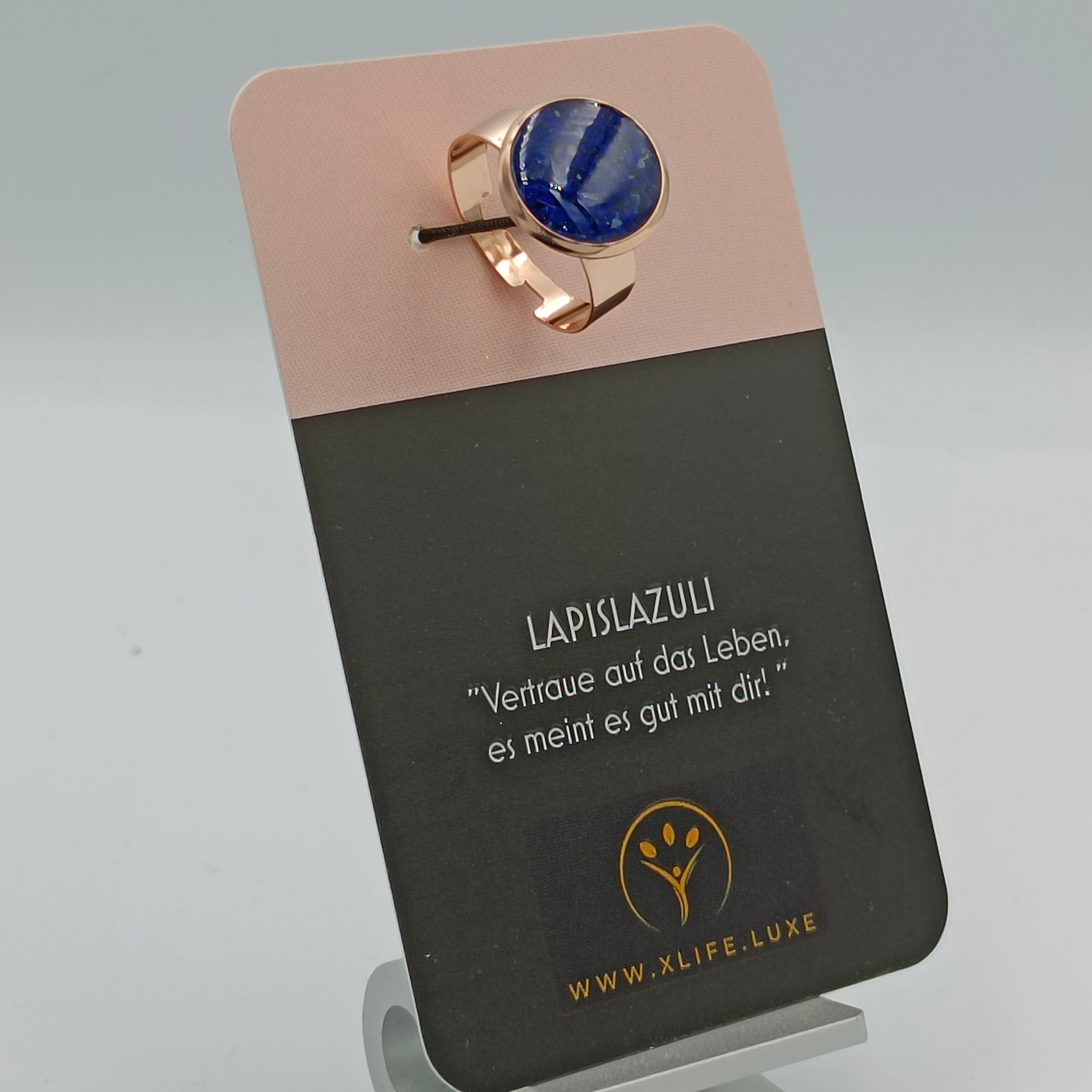 Lapislazuli Edelstahl Ring 14mm Rose