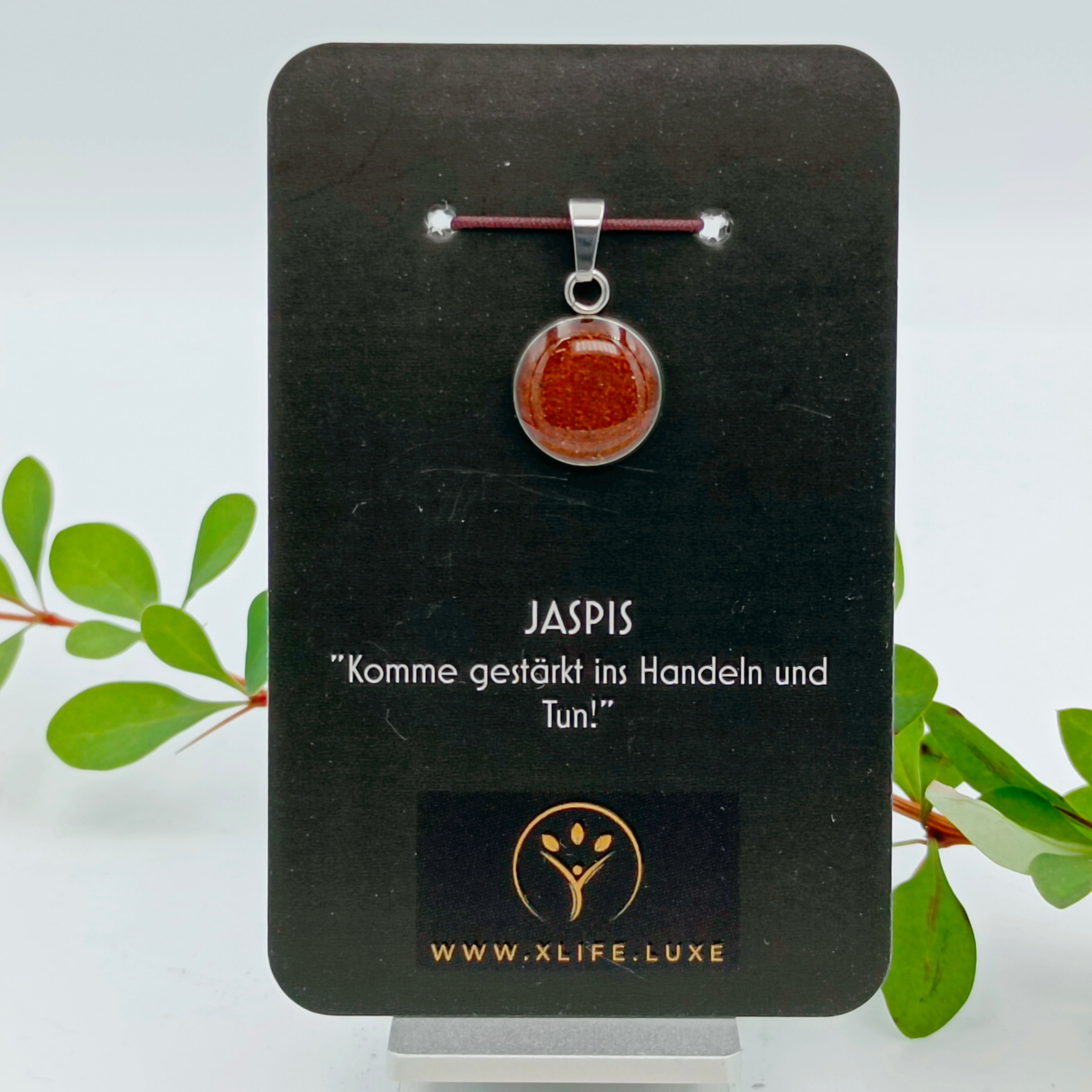 Jaspis Schmuckanhänger - Rund 14mm