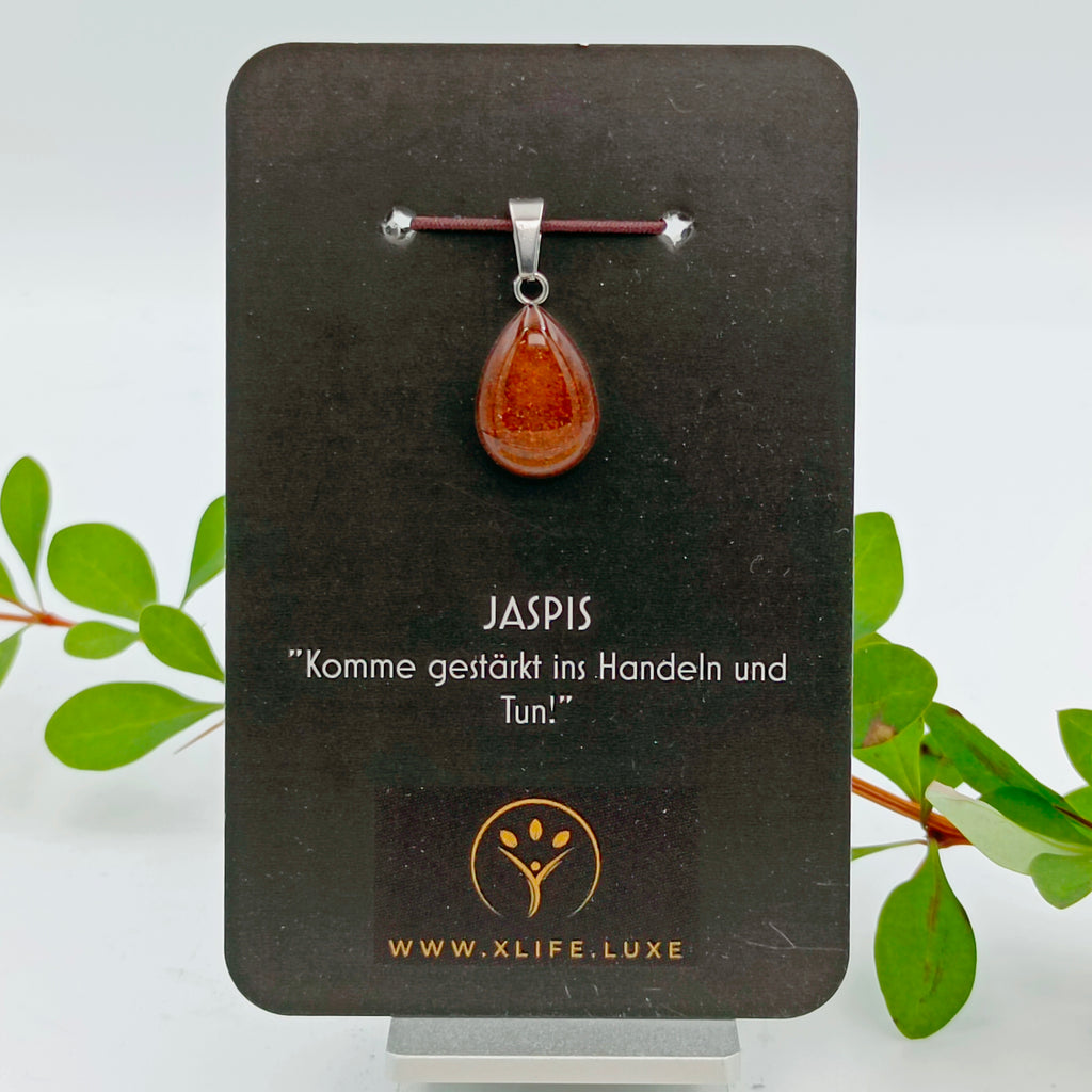 Jaspis Schmuckanhänger - Tropfen 14mm