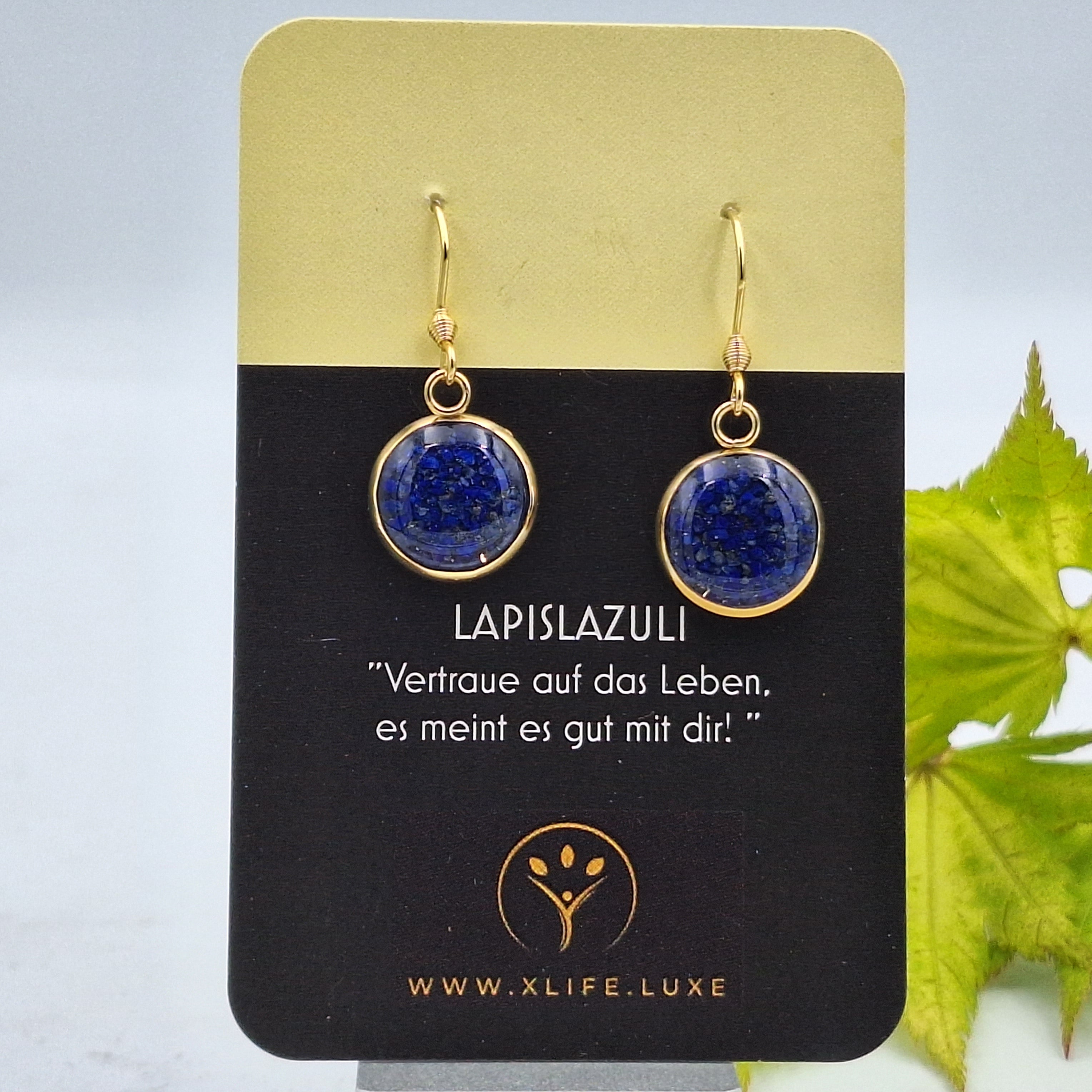 Ohrhänger Lapislazuli 14mm Gold