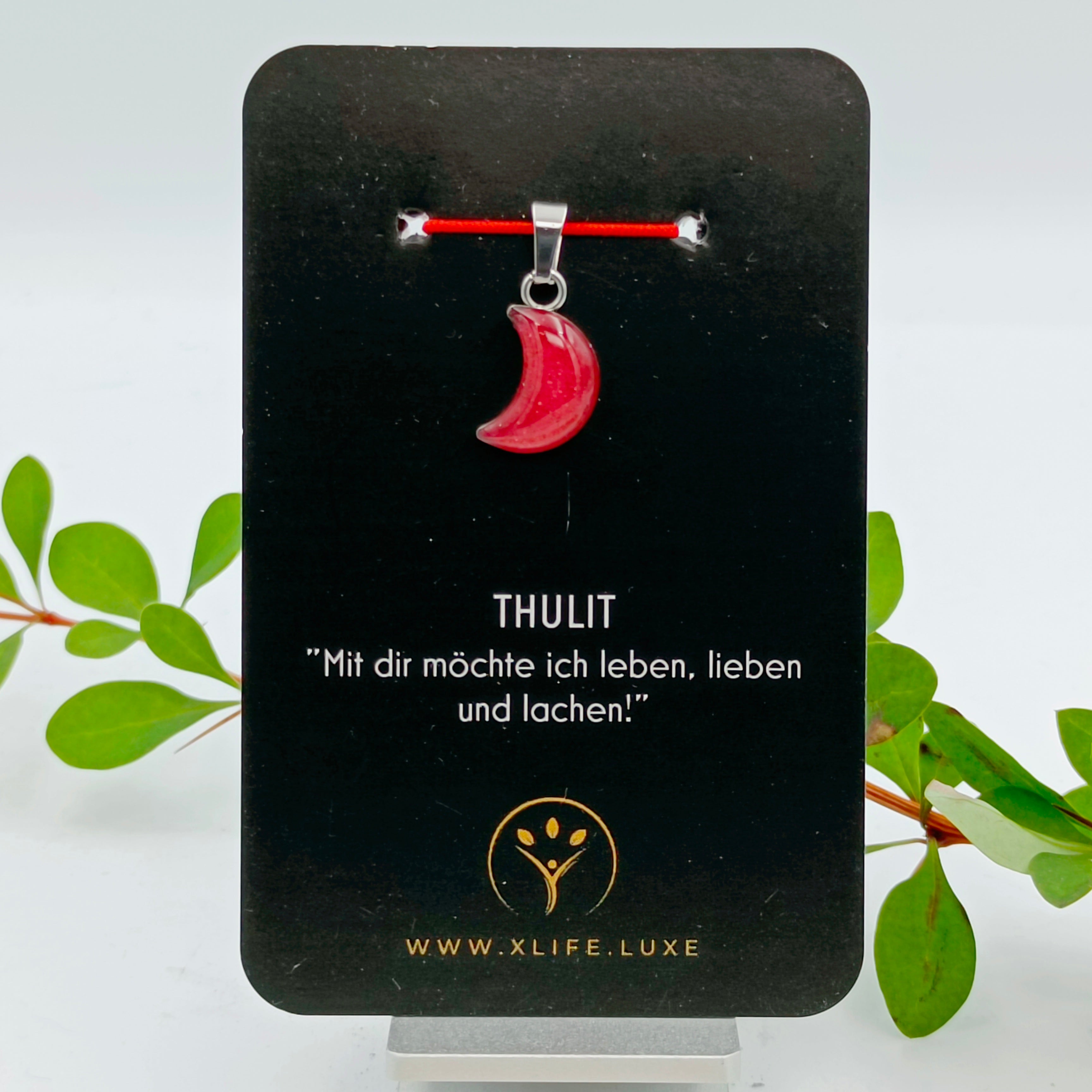 Thulit Schmuckanhänger - Mond 14mm