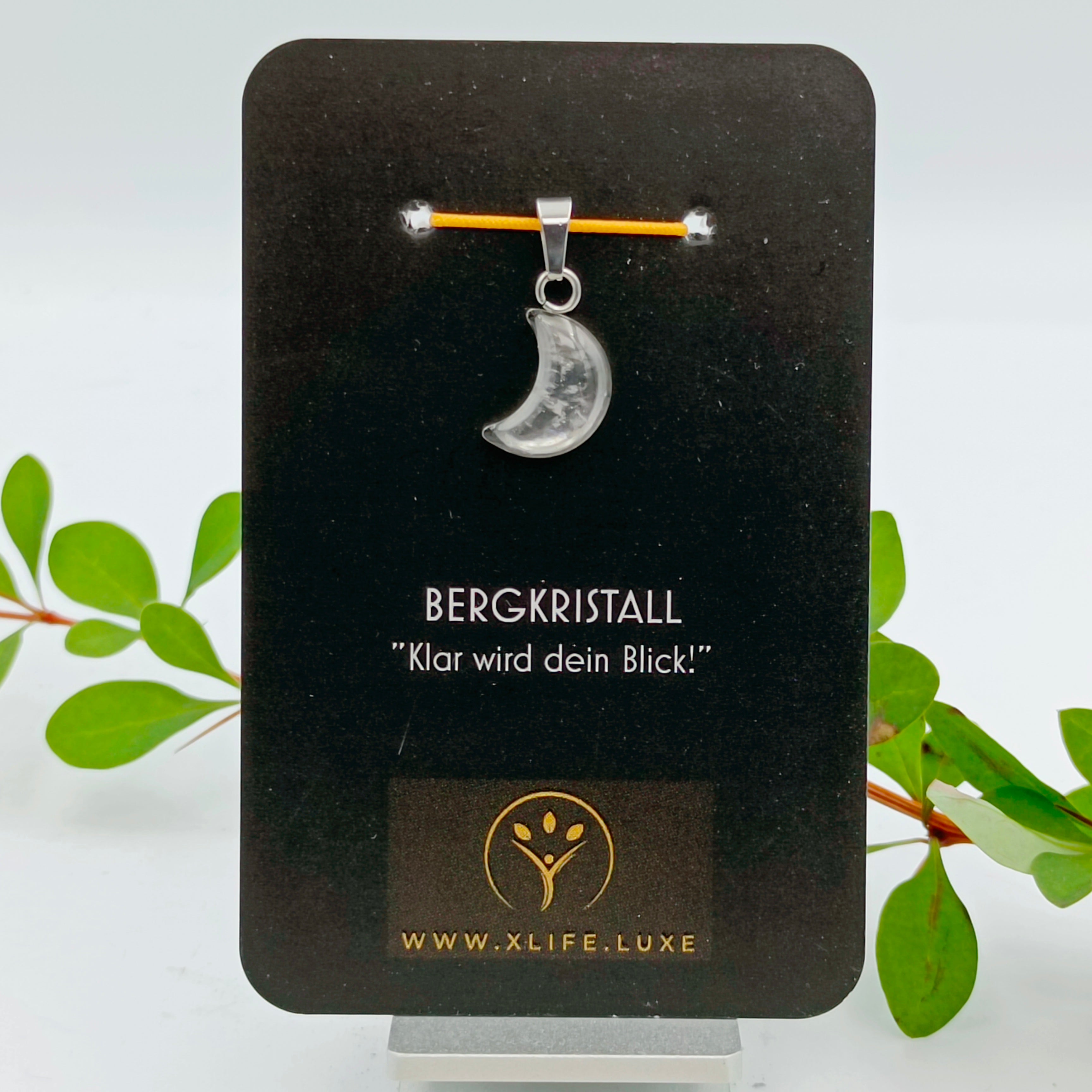 Bergkristall Schmuckanhänger - Mond 14mm