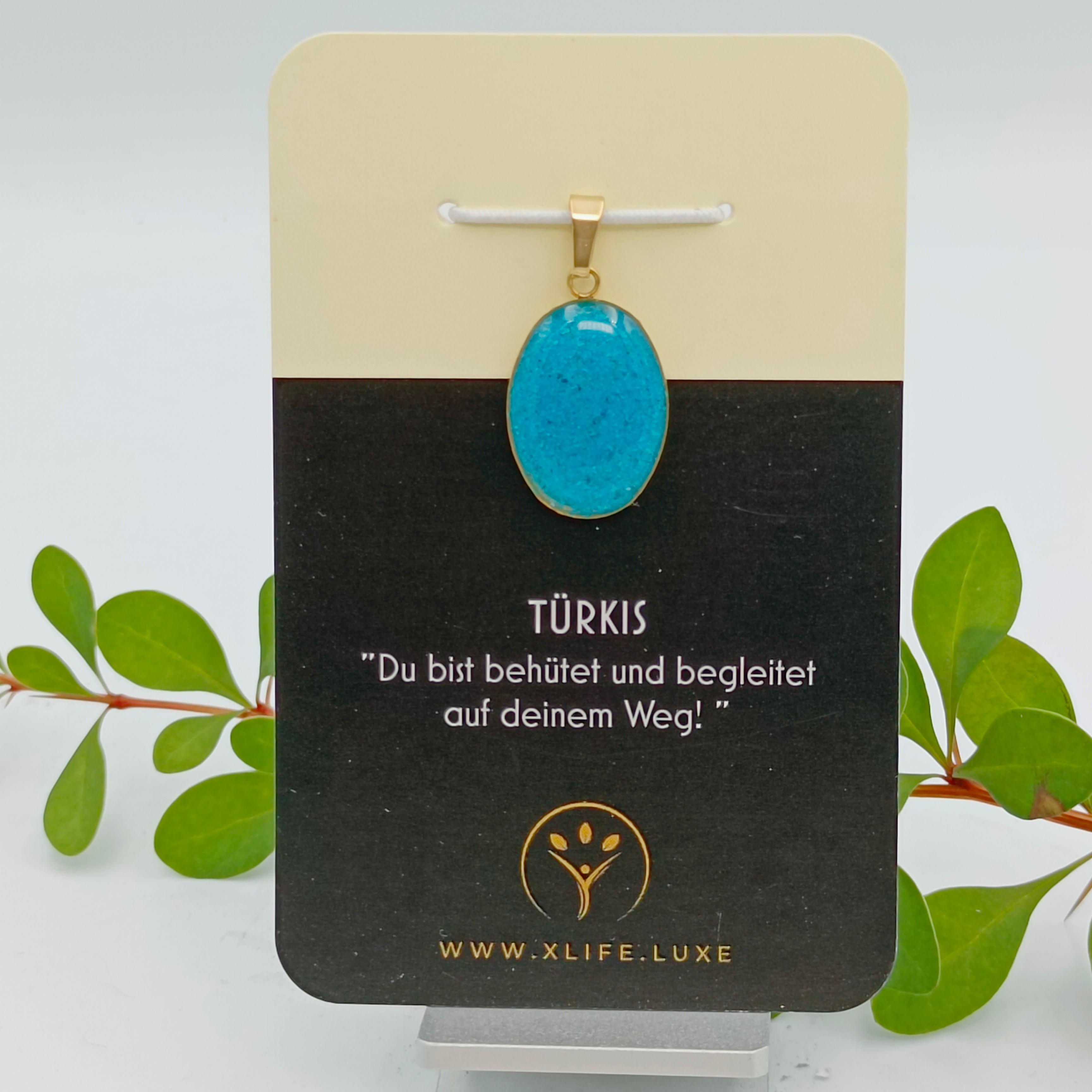 Türkis Schmuckanhänger - Oval 14mm