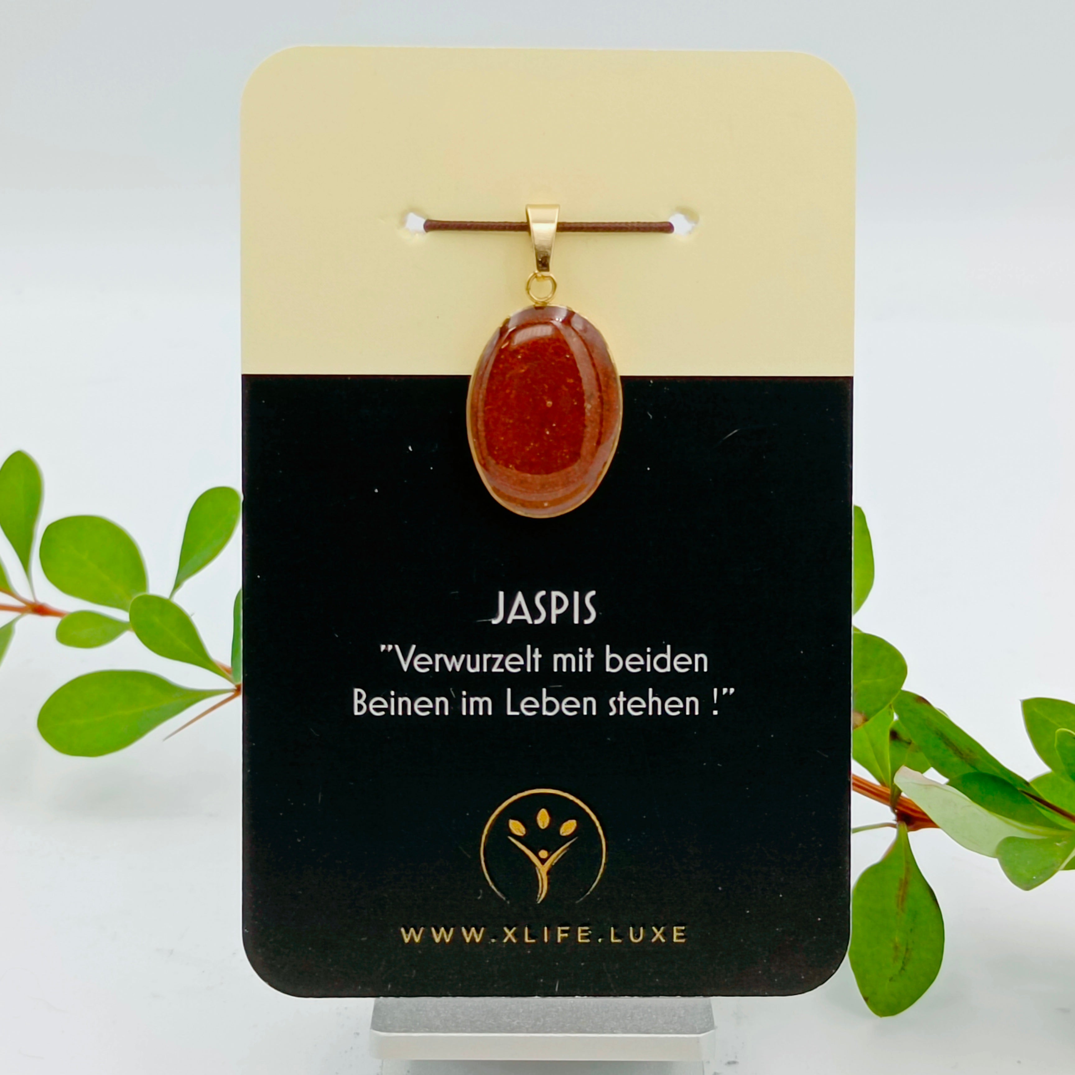 Jaspis Schmuckanhänger - Oval 18mm