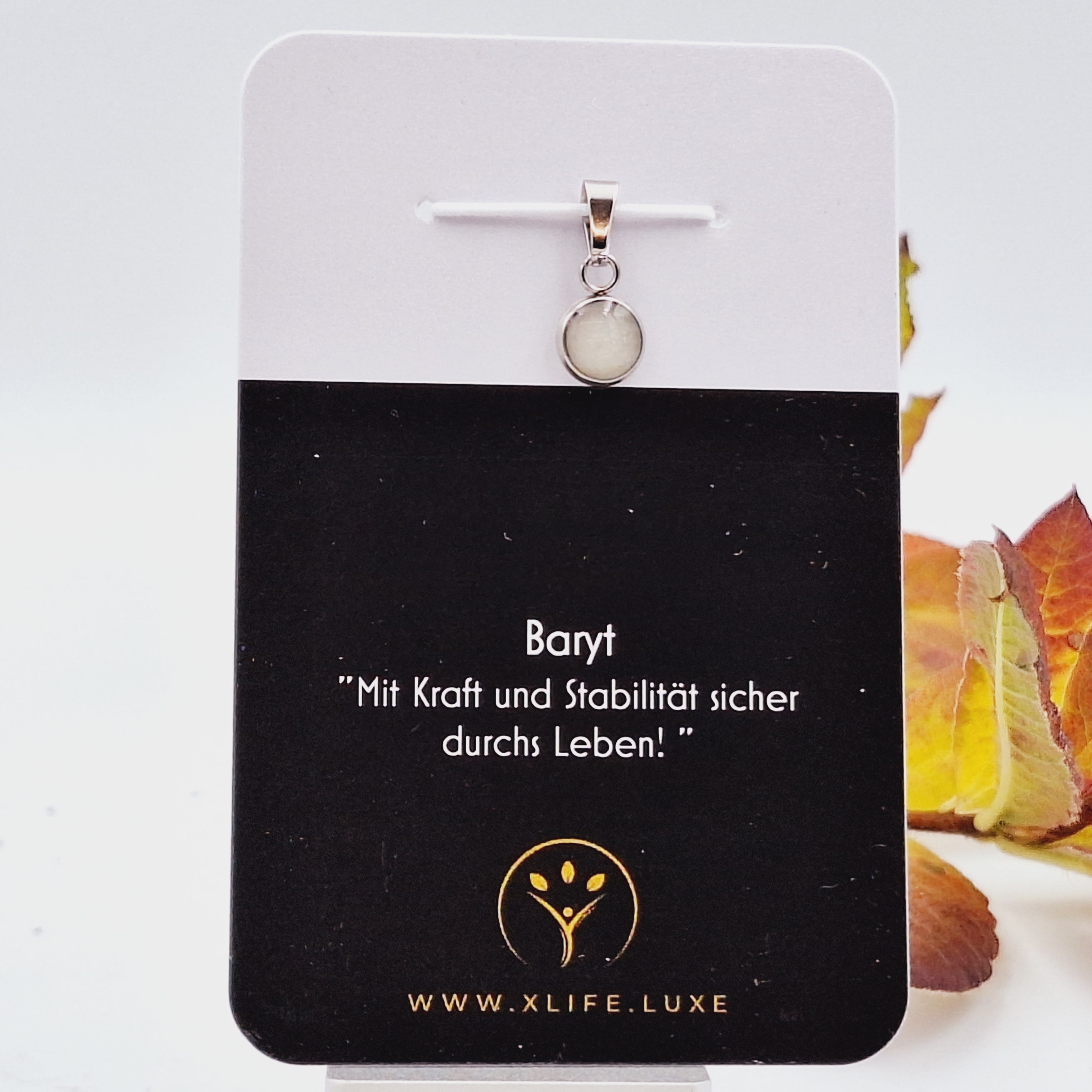 Baryt Schmuckhänger Rund 8mm Edelstahl