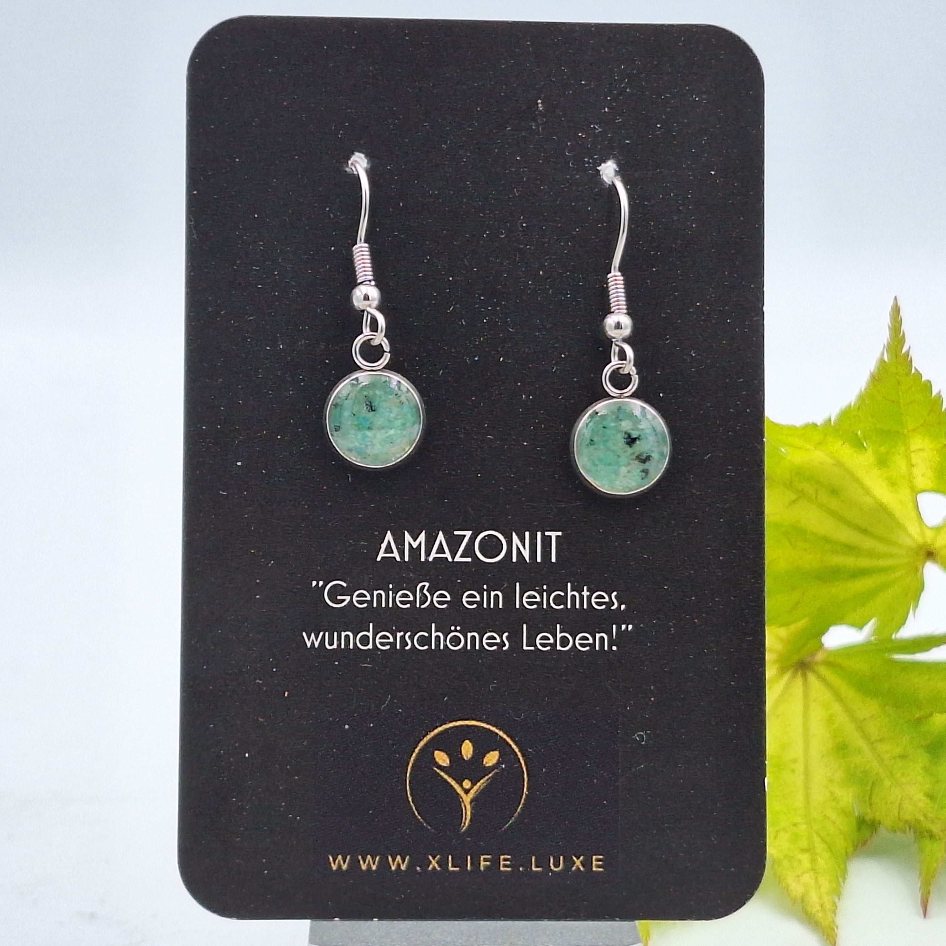Ohrhänger Amazonit 10mm Edelstahl