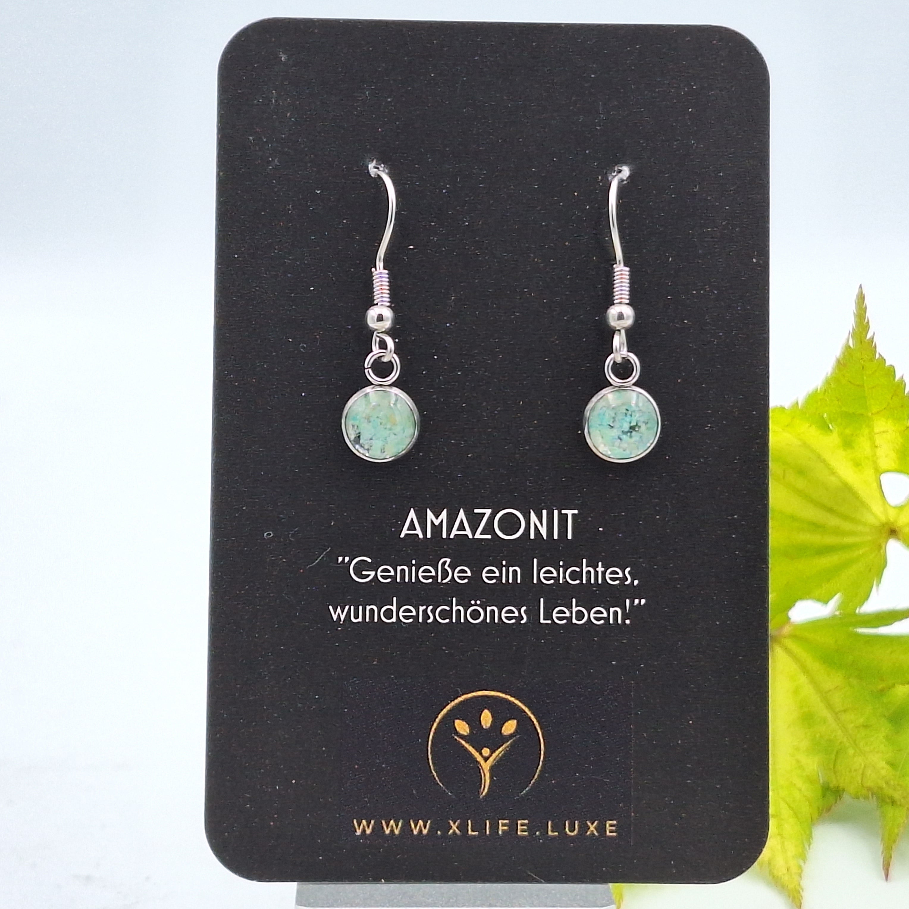 Ohrhänger Amazonit 8mm Edelstahl