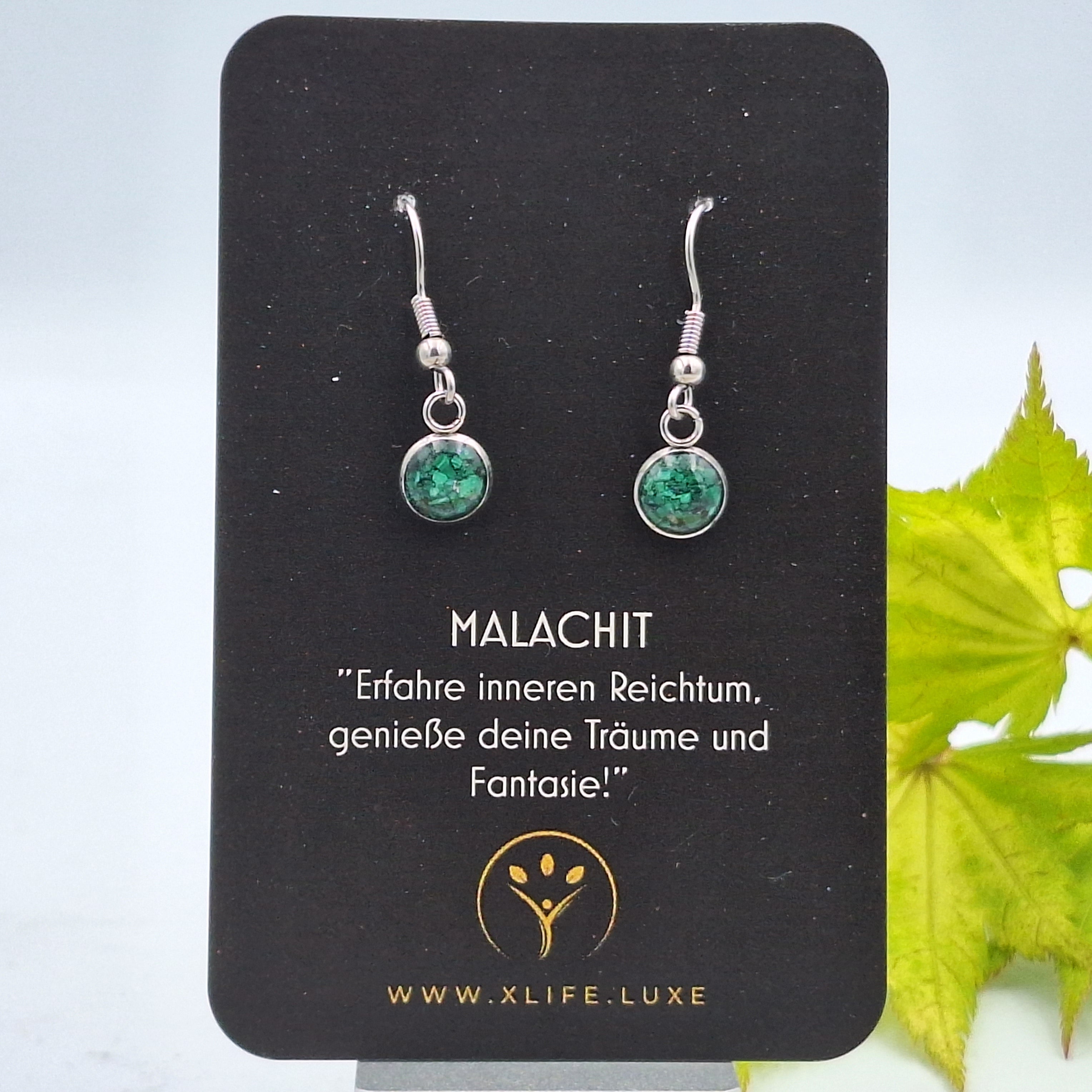 Ohrhänger Malachit 8mm Edelstahl