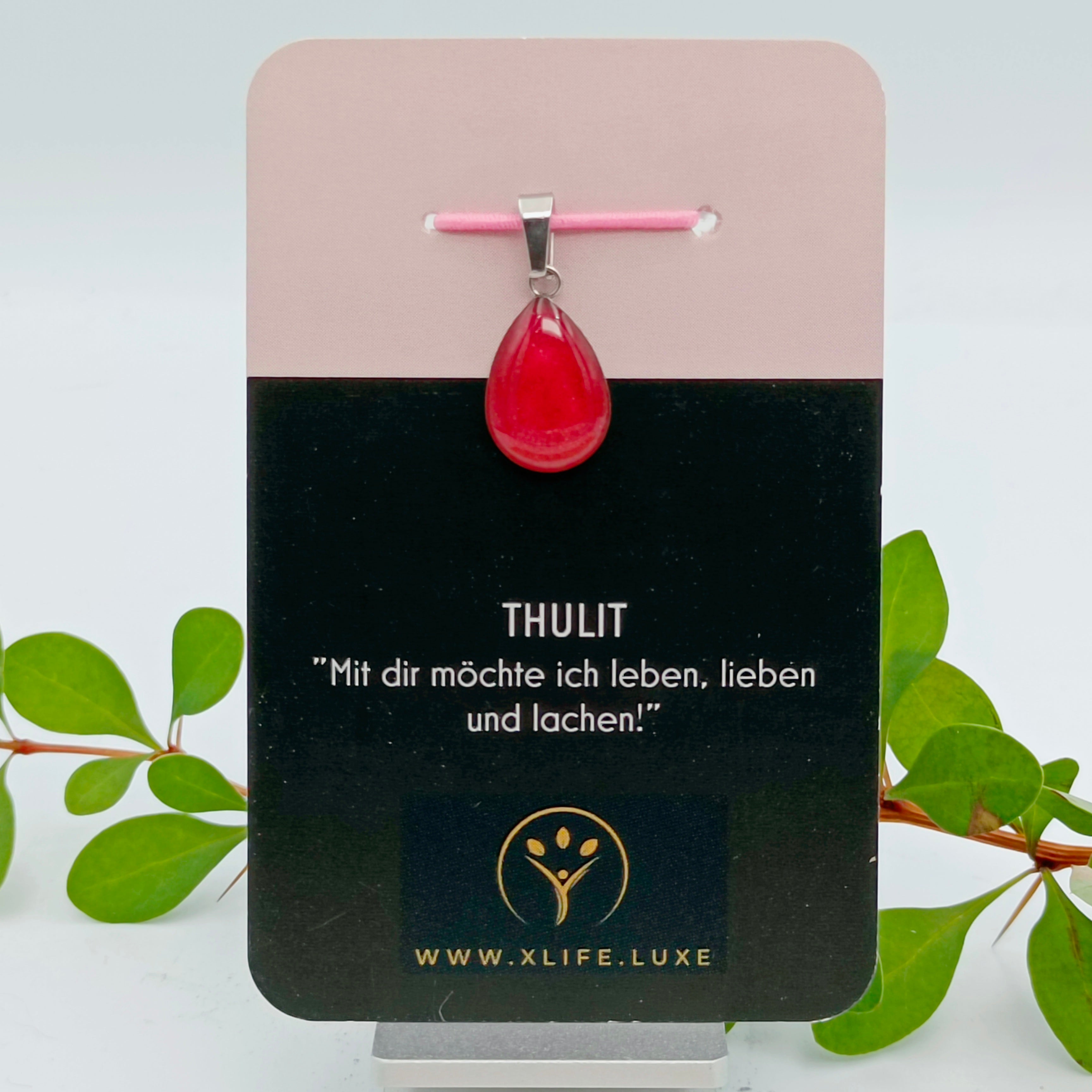 Thulit Schmuckanhänger - Tropfen 14mm