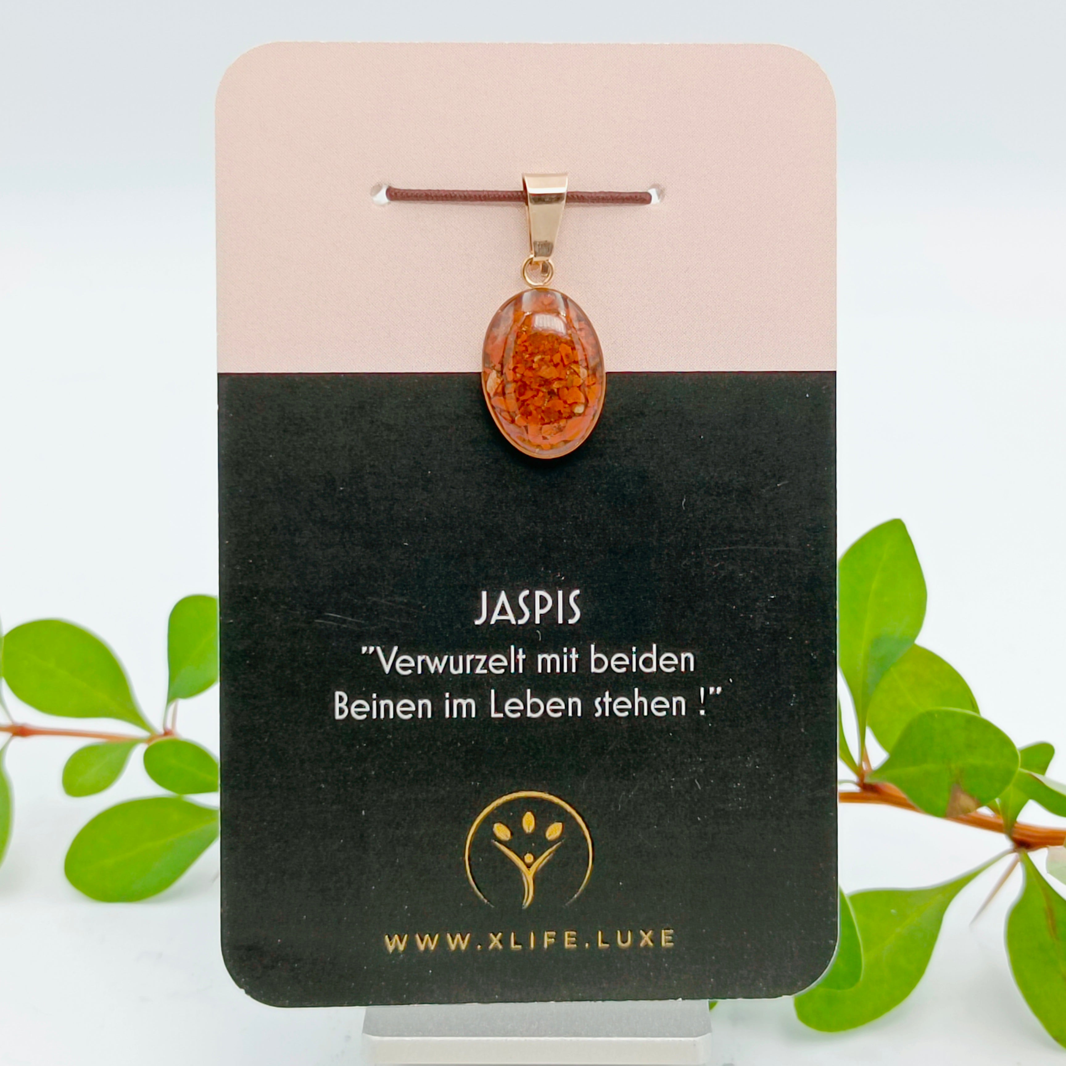 Jaspis Schmuckanhänger - Oval 14mm