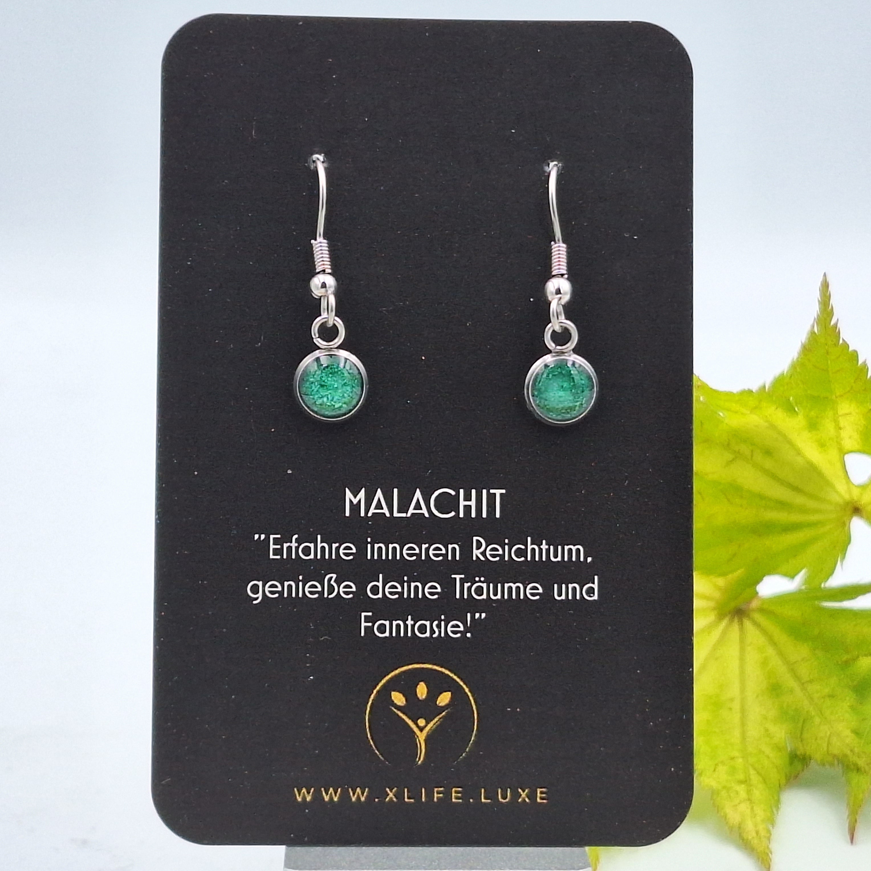 Ohrhänger Malachit 8mm Edelstahl