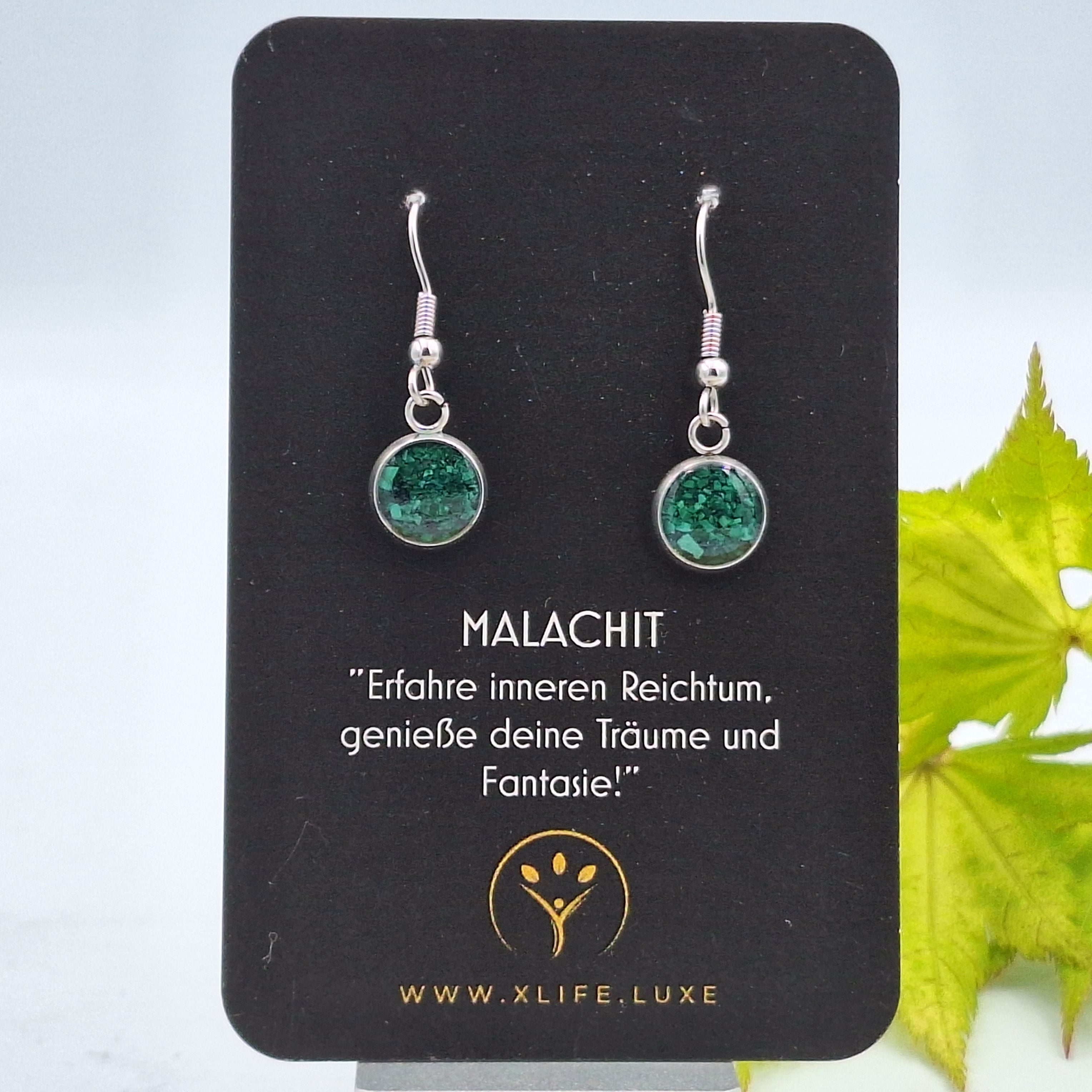 Ohrhänger Malachit 10mm Edelstahl