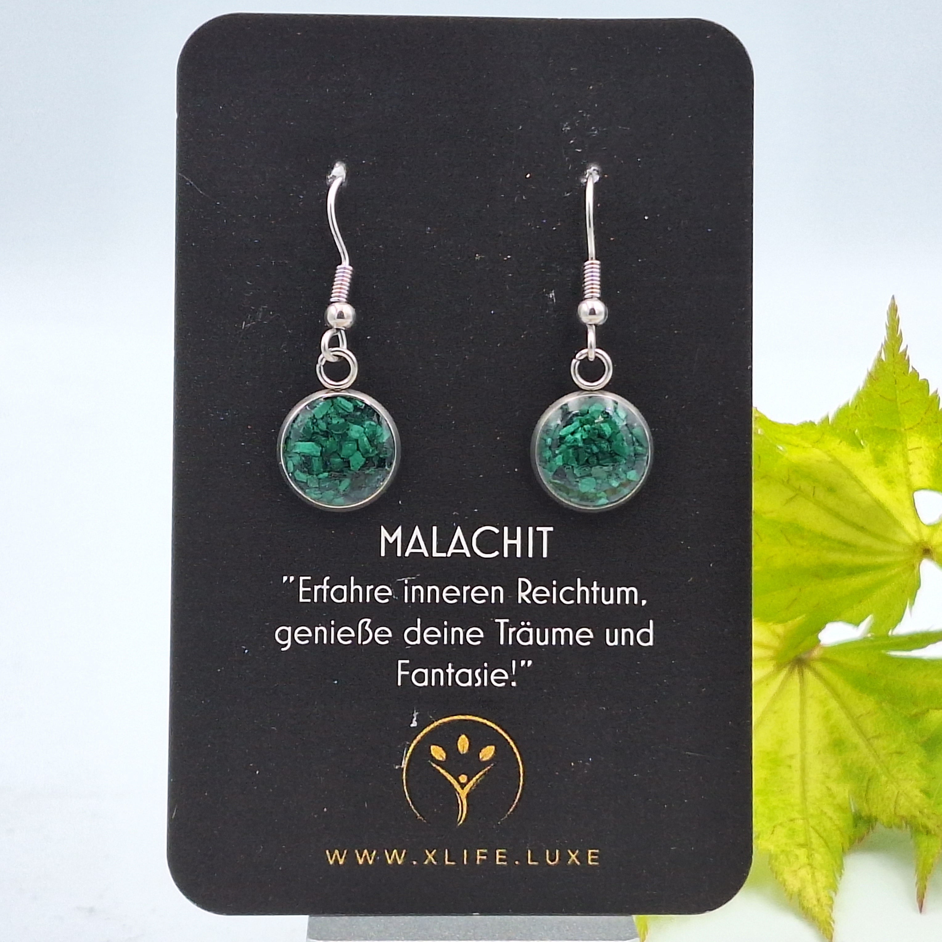 Ohrhänger Malachit 12mm Edelstahl