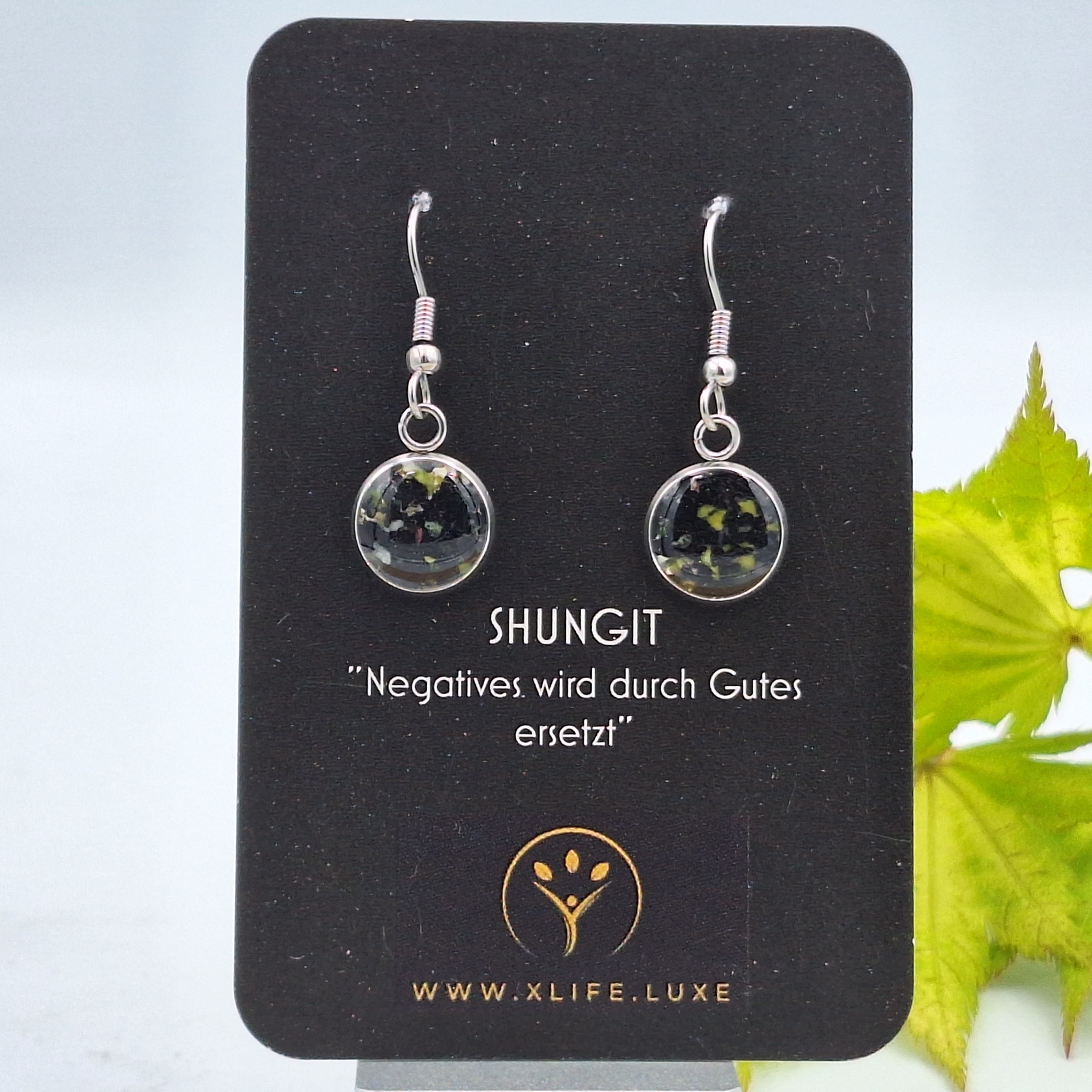 Ohrhänger Shungit 12mm Edelstahl