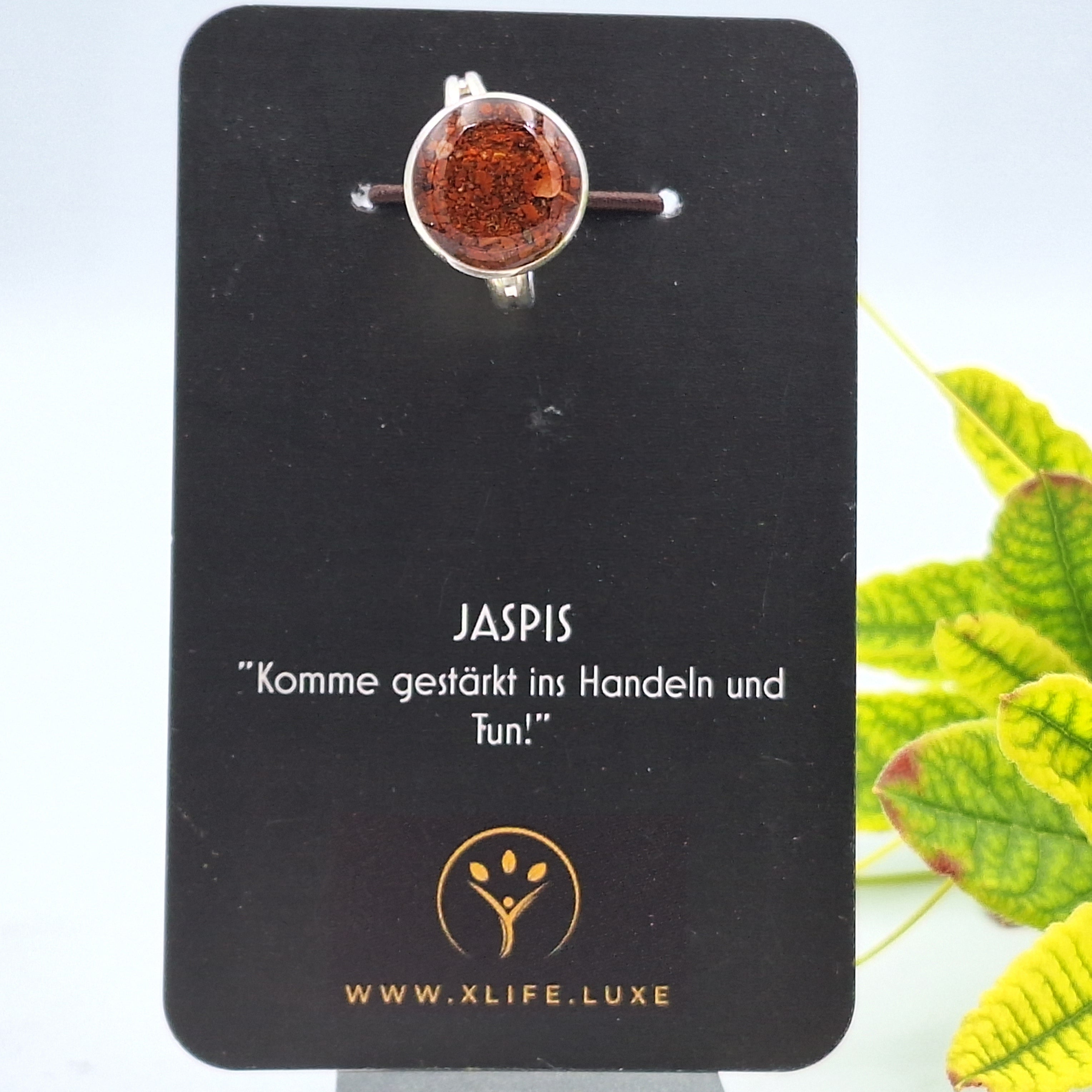 Jaspis Messing Ring 14mm