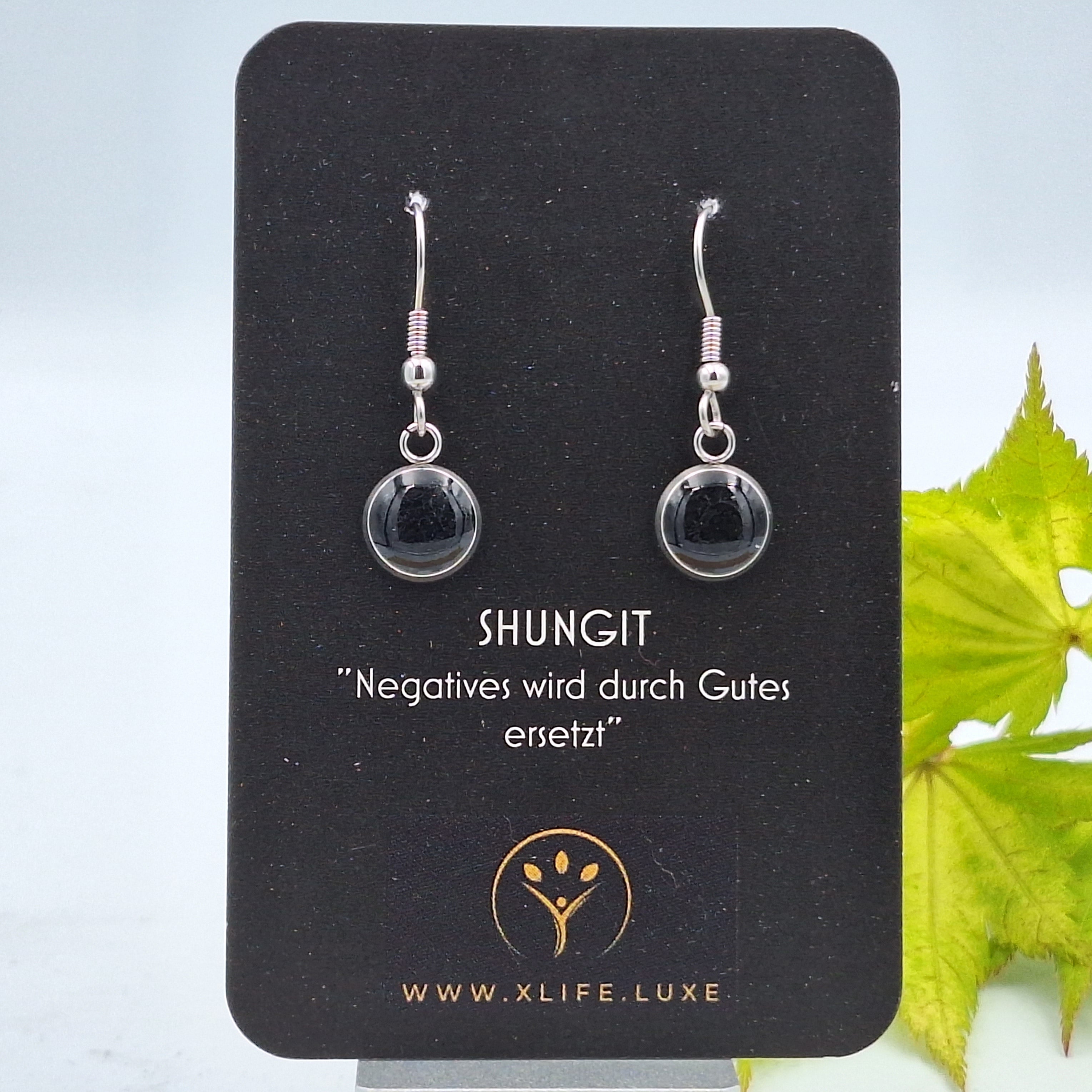 Ohrhänger Shungit 10mm Edelstahl