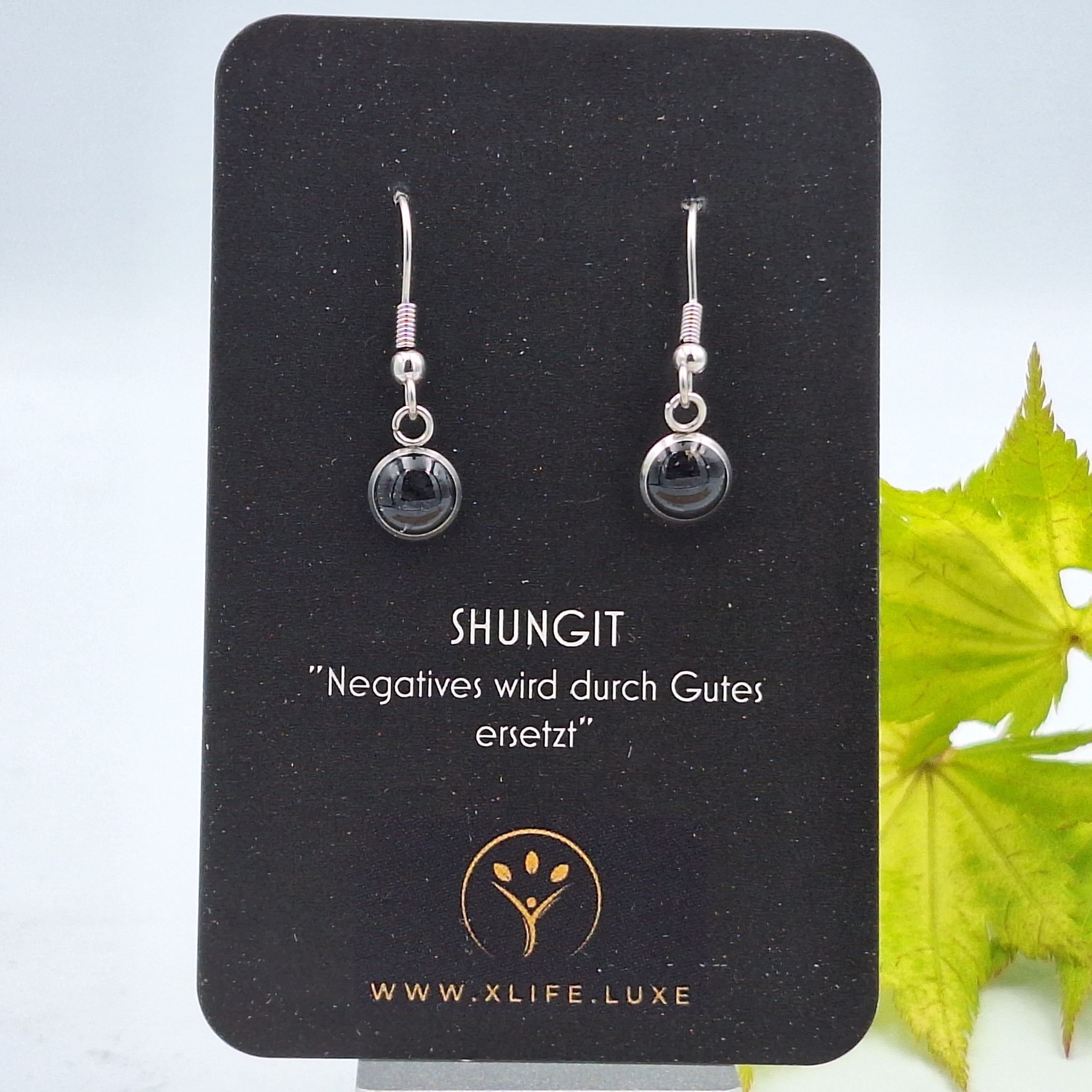 Ohrhänger Shungit 8mm Edelstahl