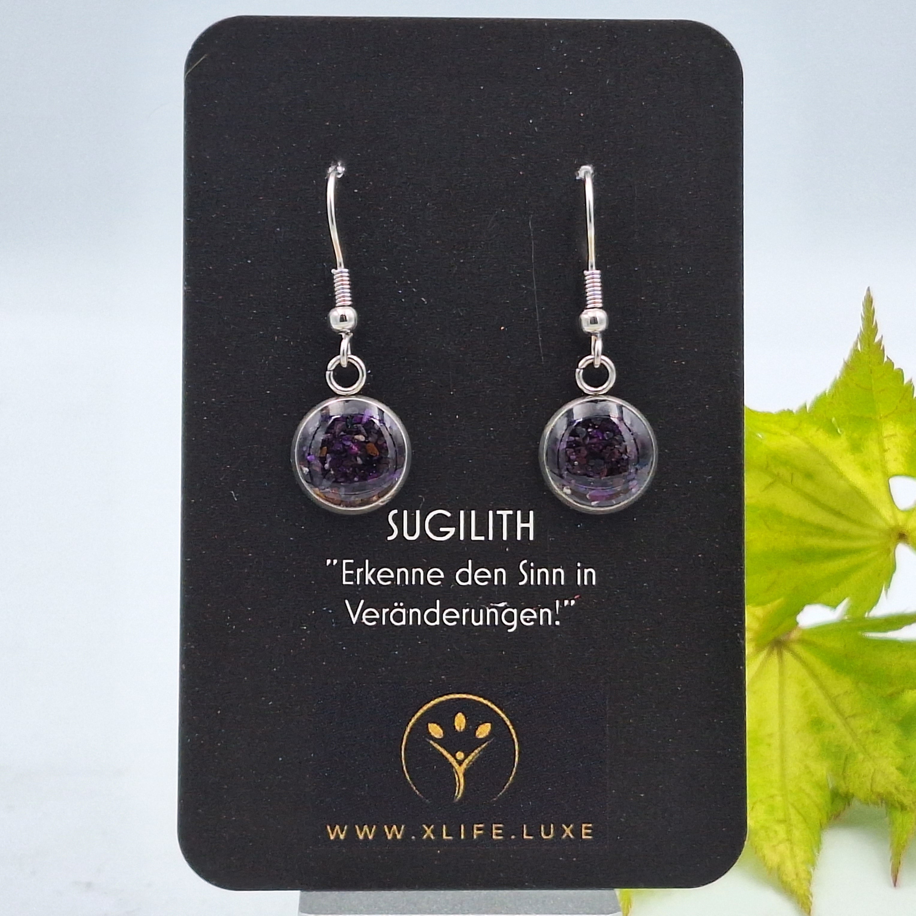 Ohrhänger Sugilith 12mm Edelstahl