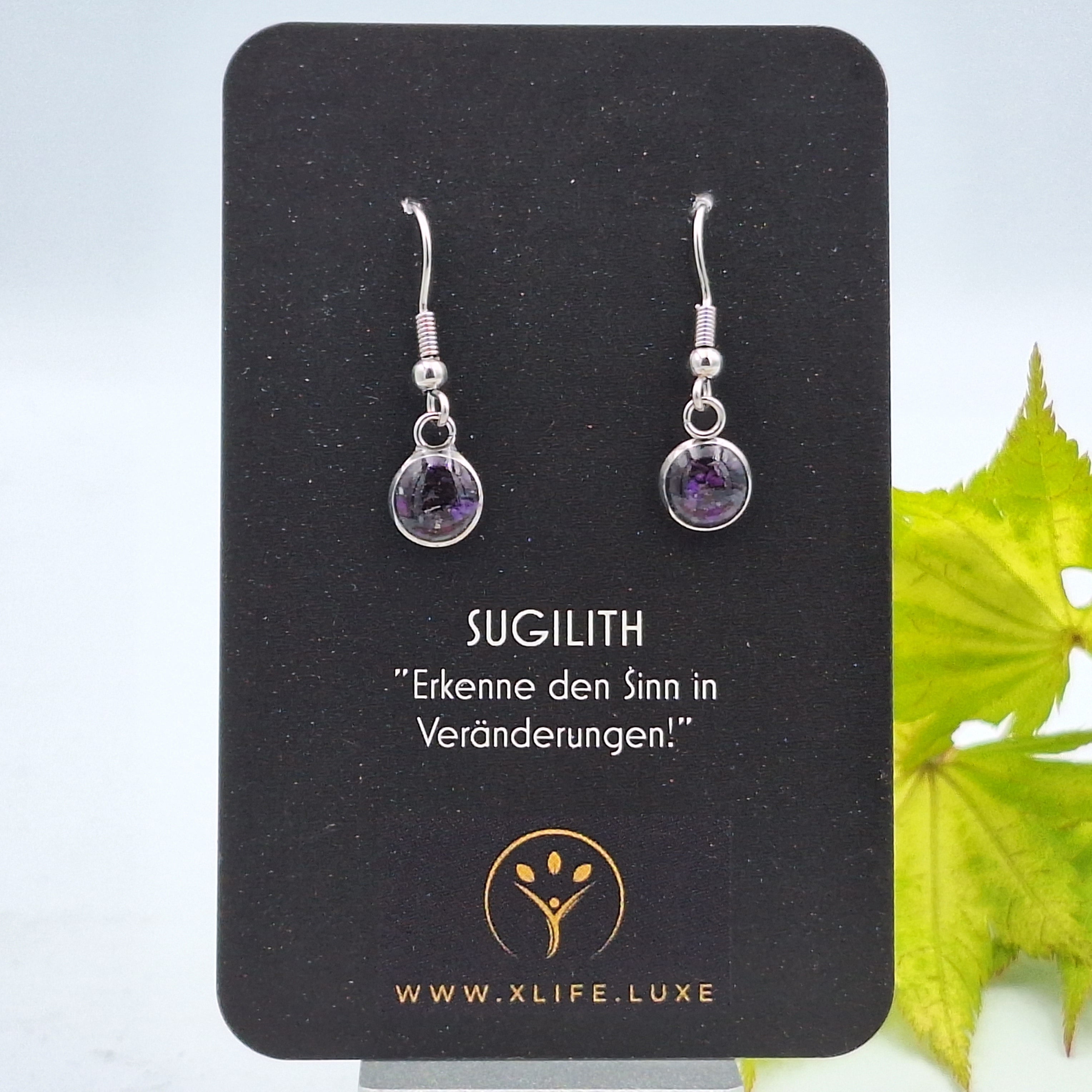 Ohrhänger Sugilith 8mm Edelstahl