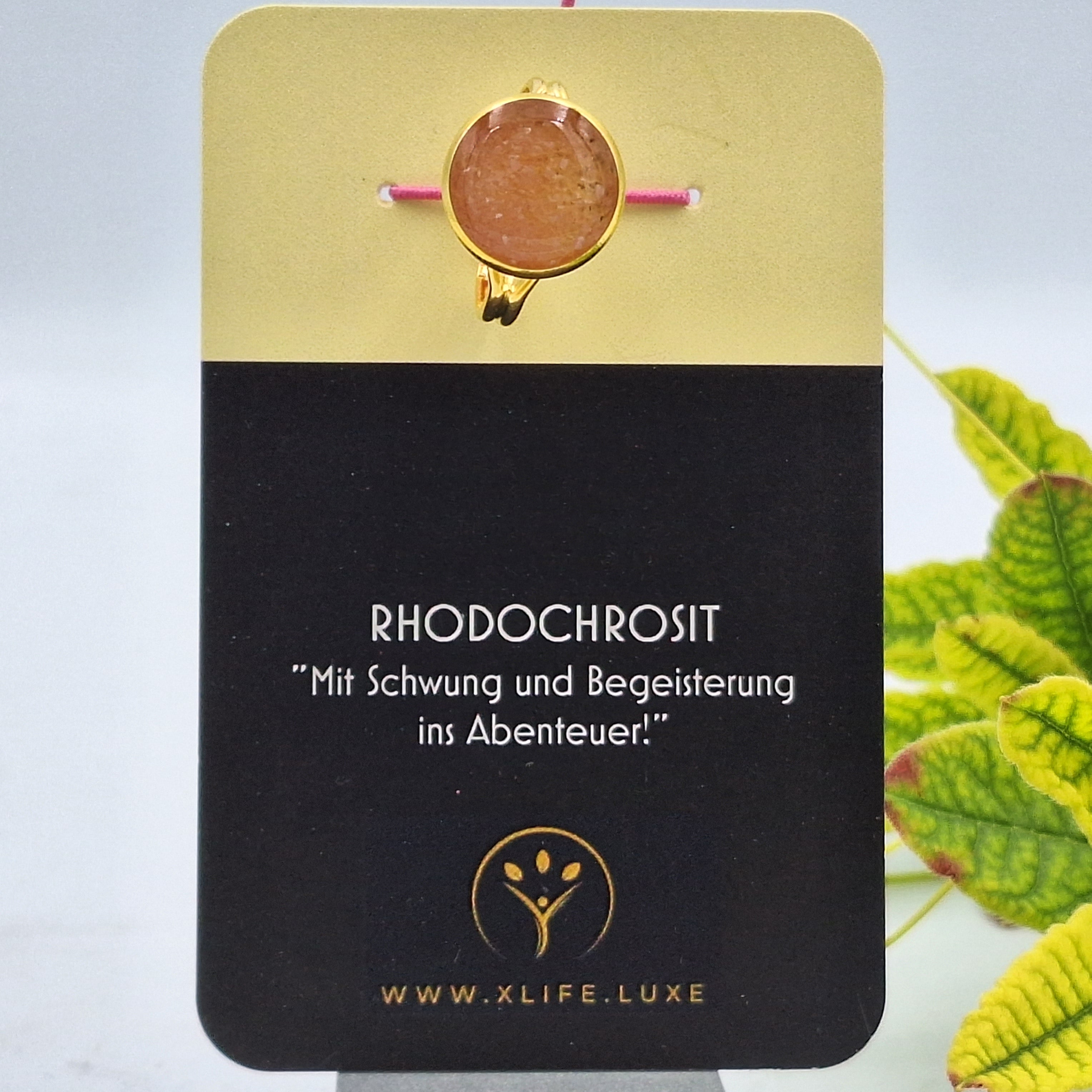 Rhodochrosit Messing Ring 14mm gold