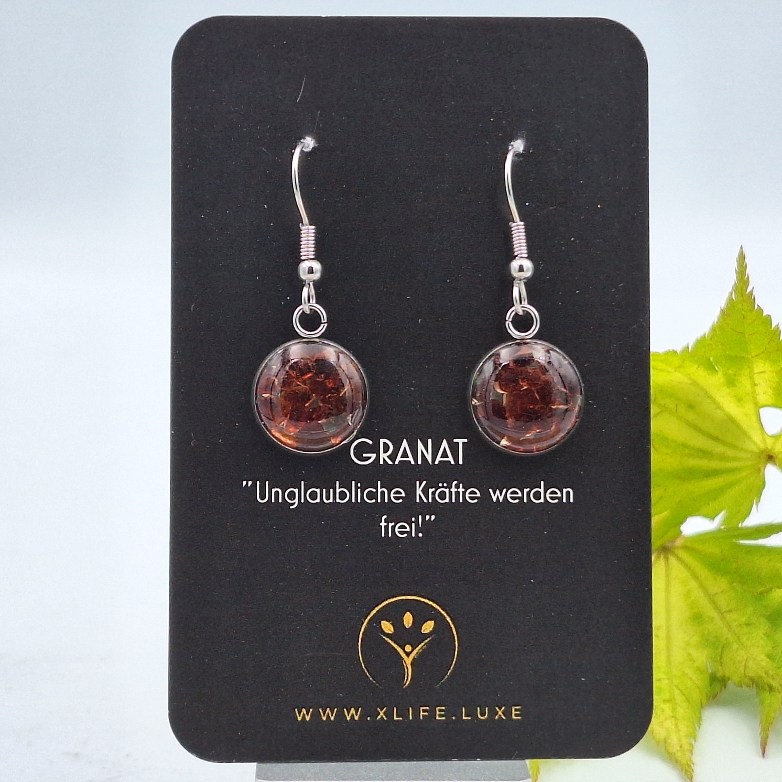 Ohrhänger Granat 14mm Edelstahl