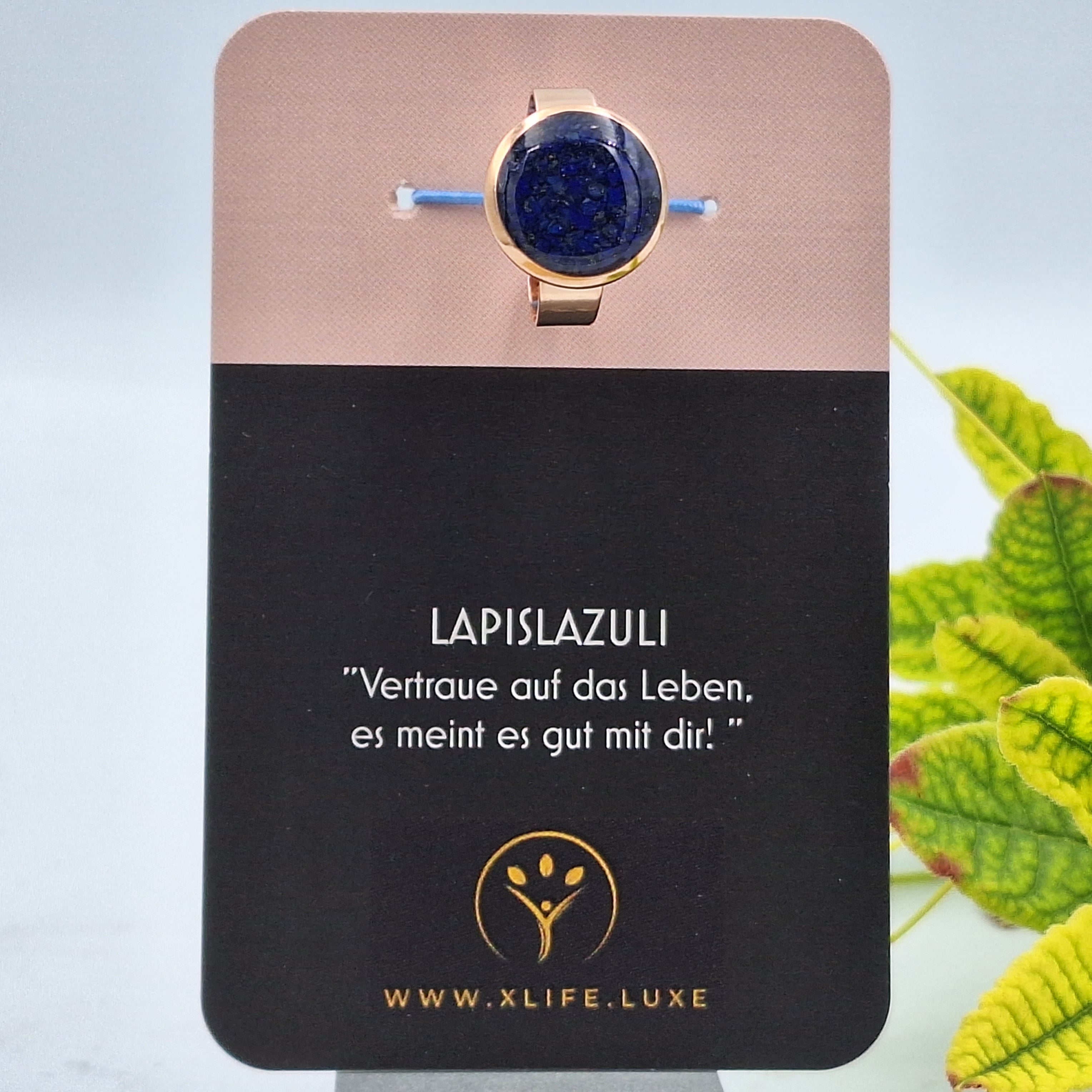 Lapislazuli Edelstahl Ring 14mm rose