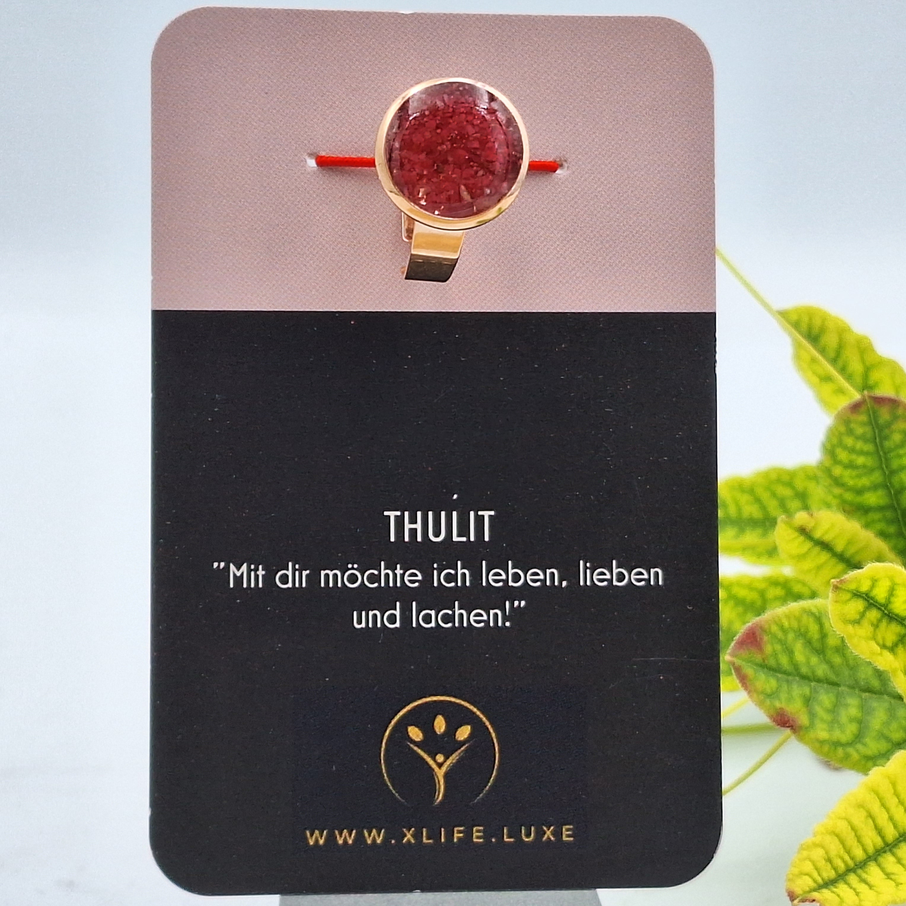 Thulit Edelstahl Ring 14mm rose