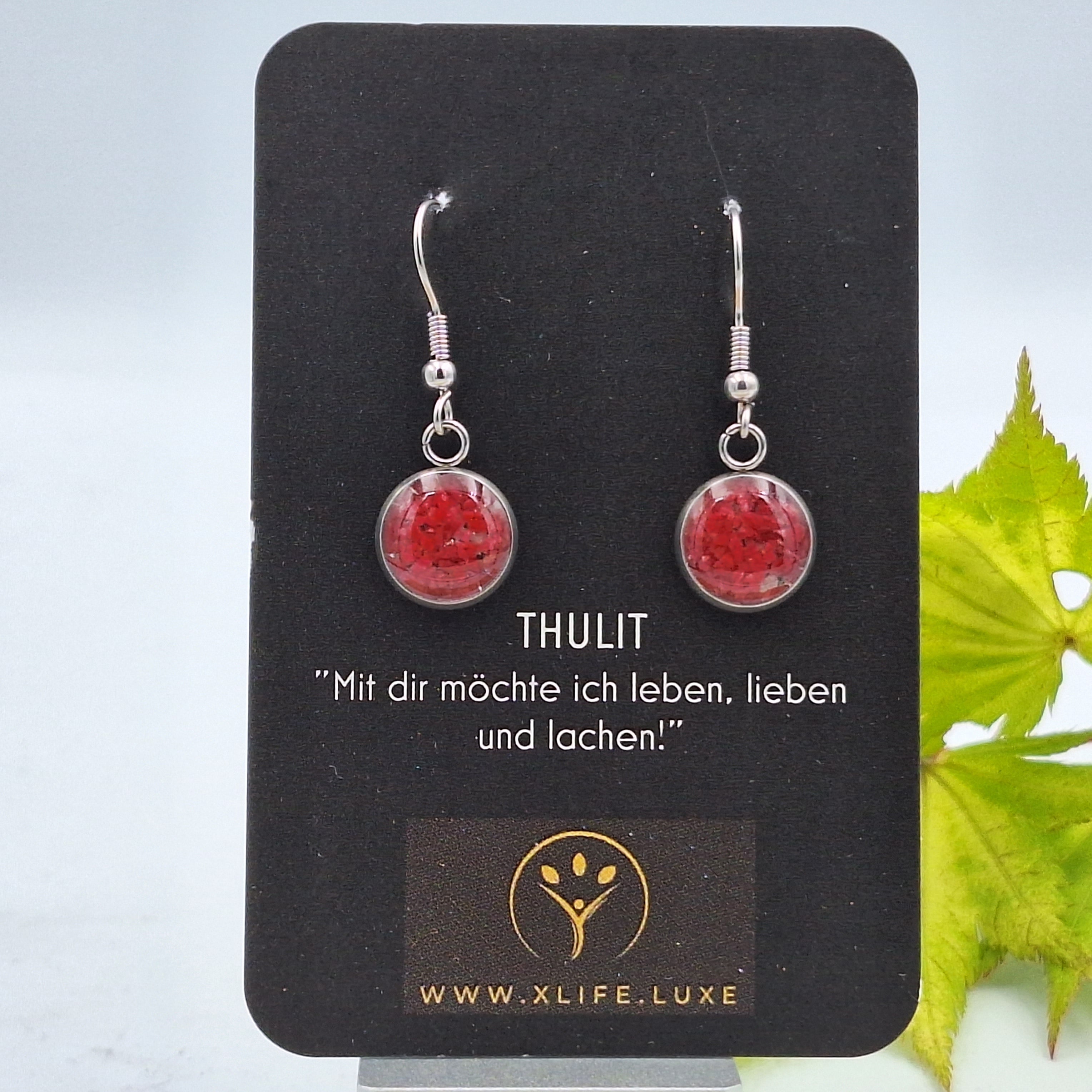 Ohrhänger Thulit 12mm Edelstahl