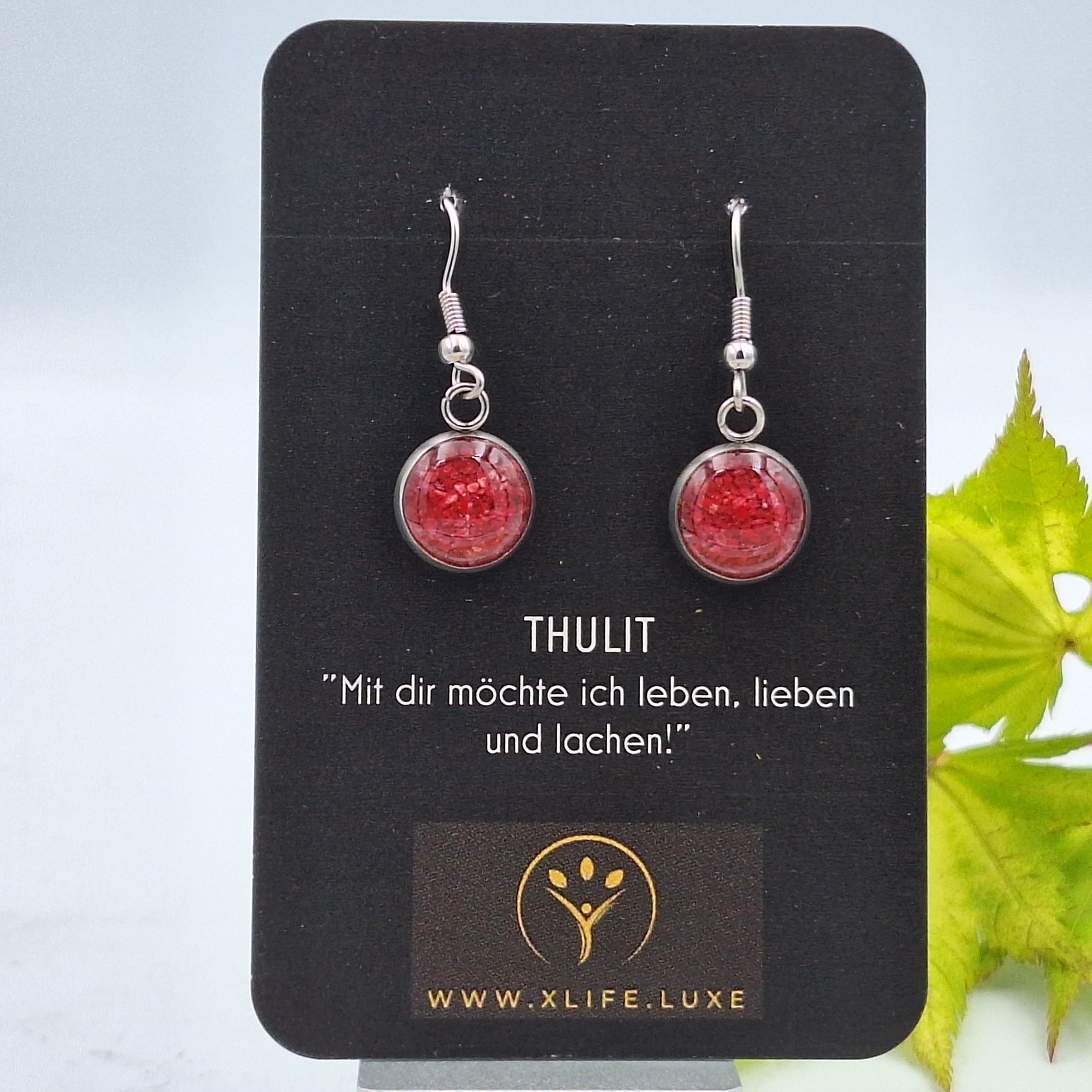 Ohrhänger Thulit 12mm Edelstahl