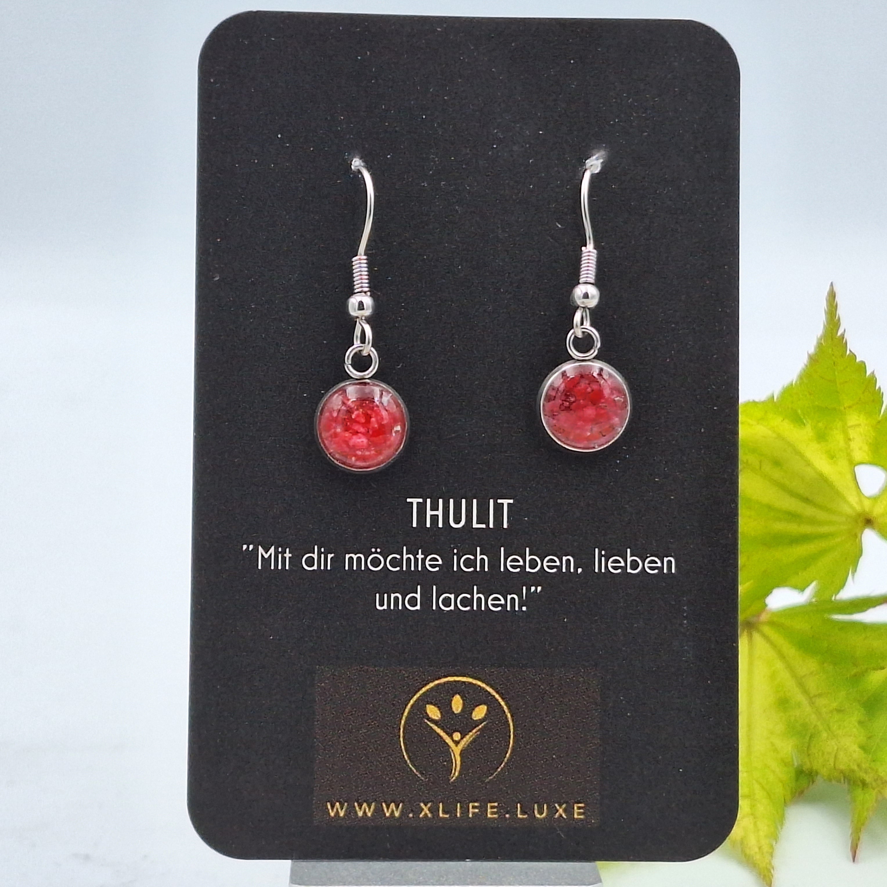 Ohrhänger Thulit 12mm Edelstahl