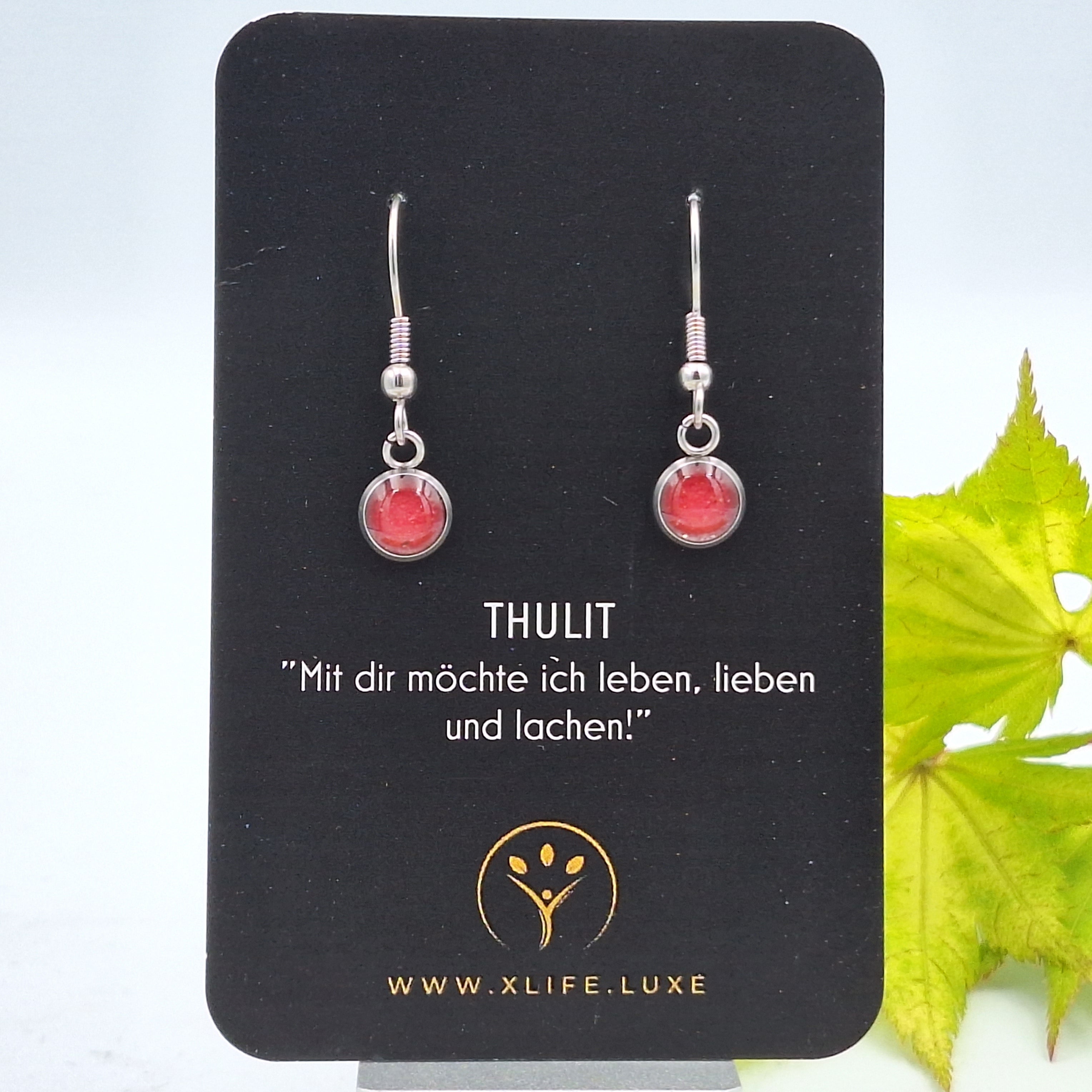 Ohrhänger Thulit 8mm Edelstahl