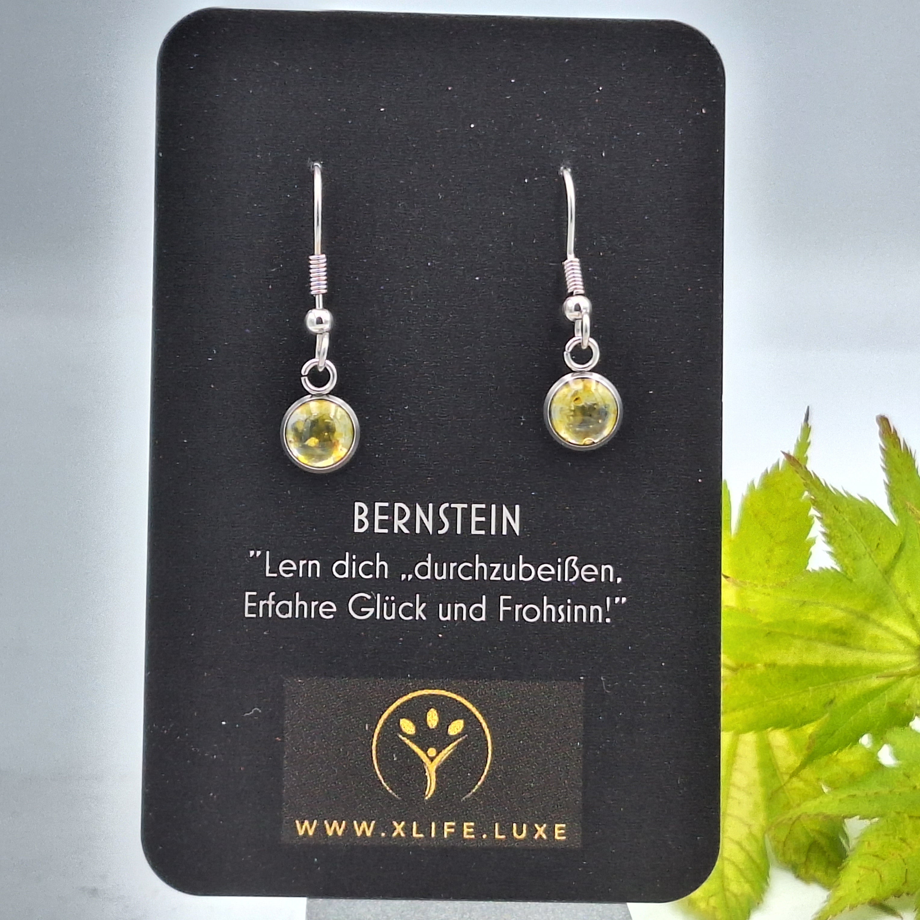 Ohrhänger Bernstein 8mm Edelstahl