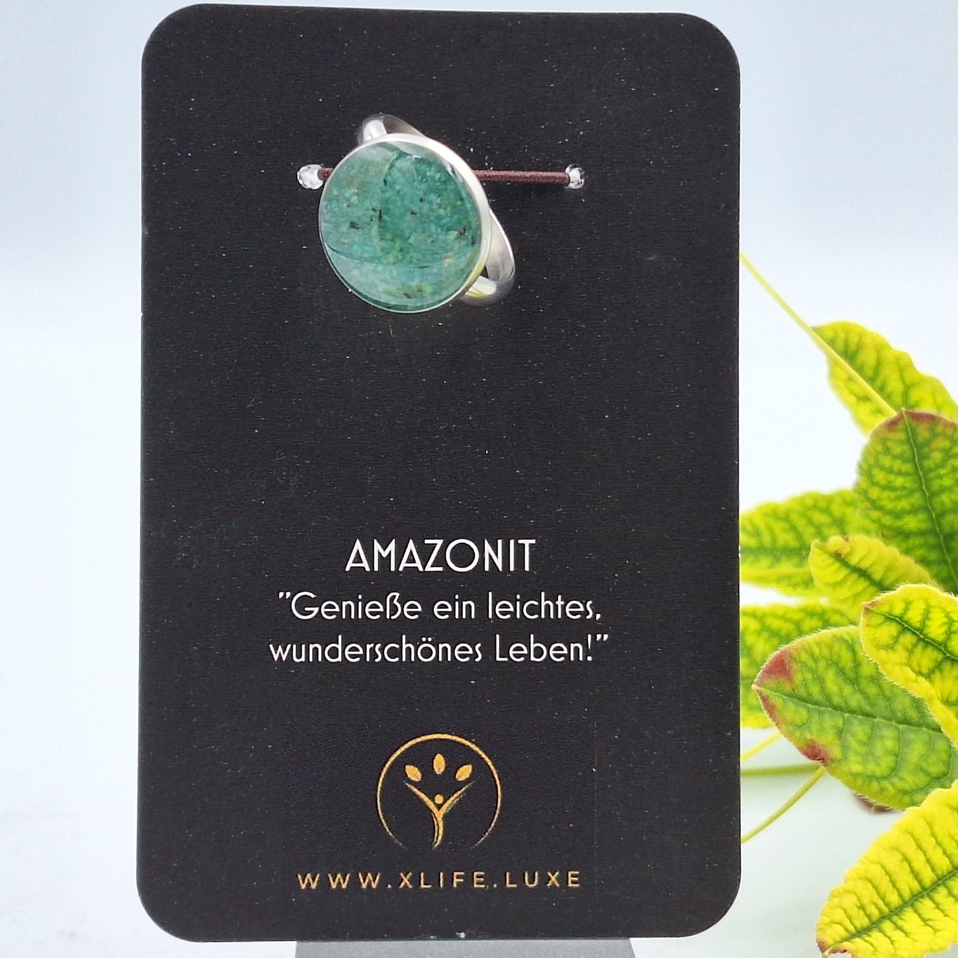 Amazonit Edelstahl Ring 16mm