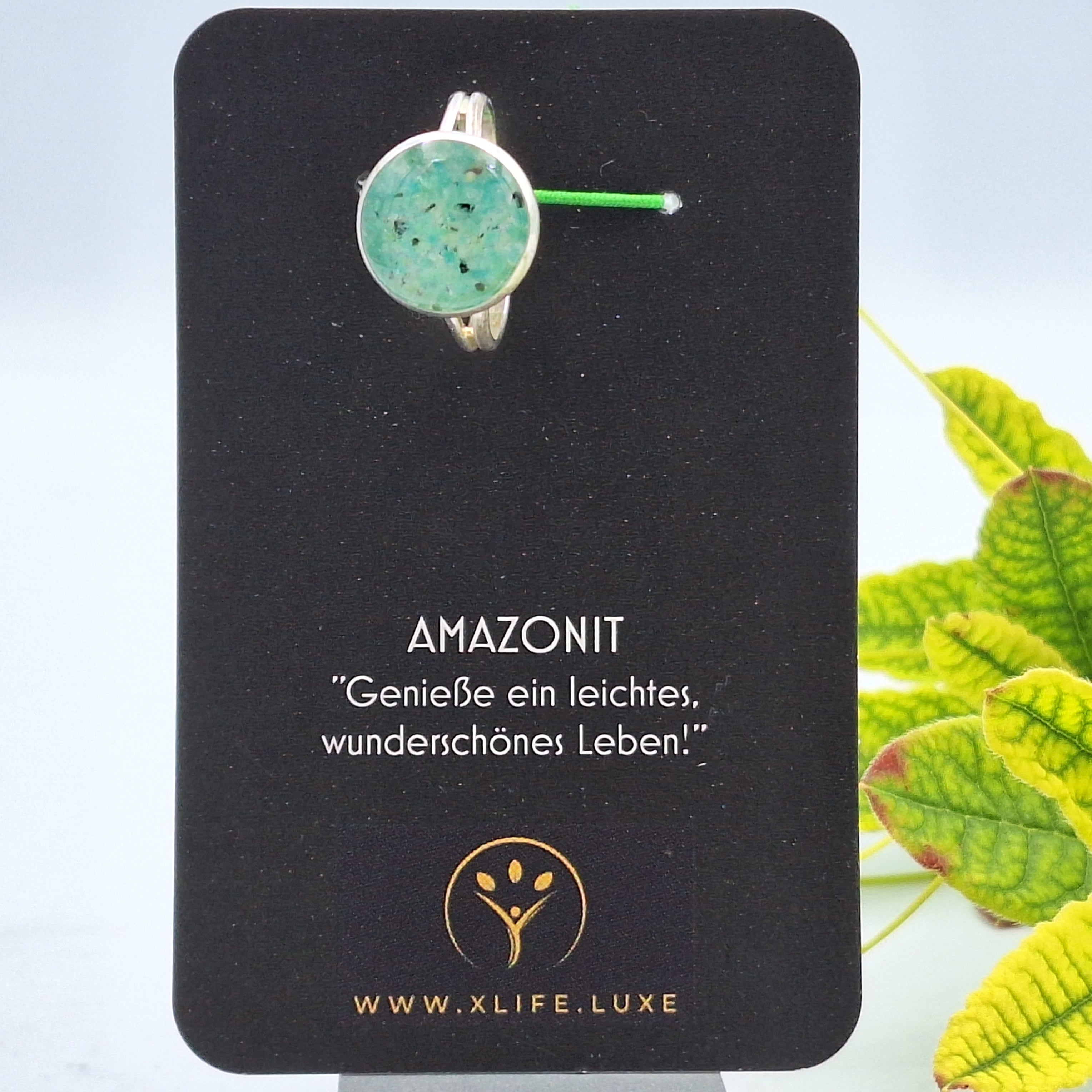 Amazonit Messing Ring 14mm