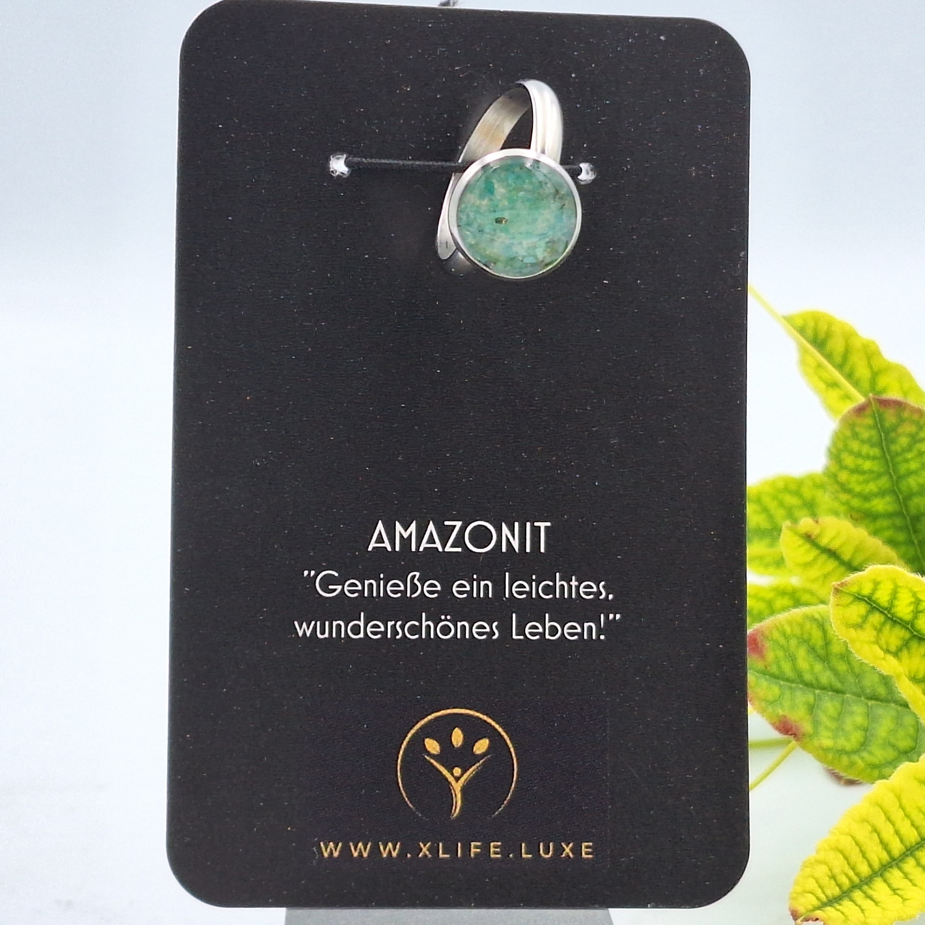 Amazonit Edelstahl Ring 12mm