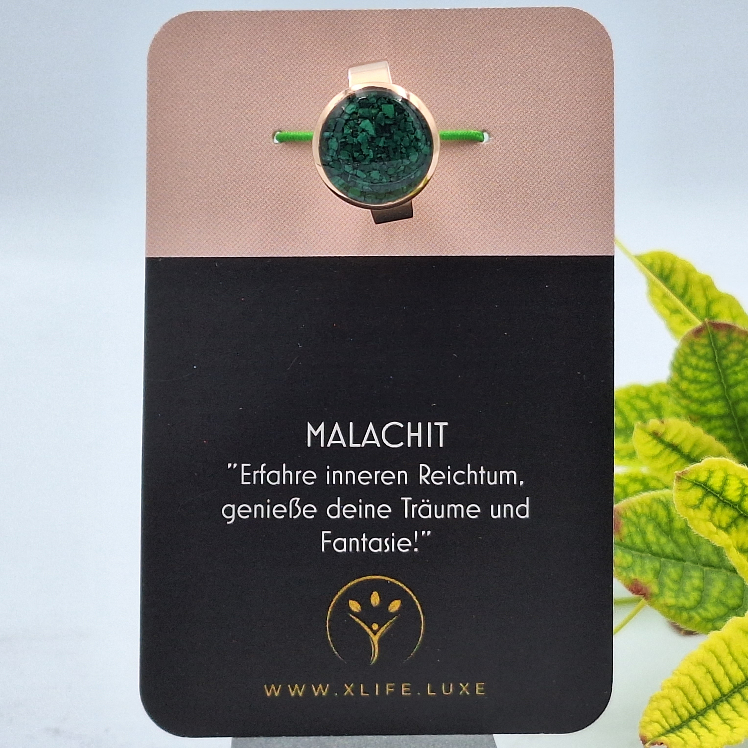 Malachit Edelstahl Ring 14mm rose