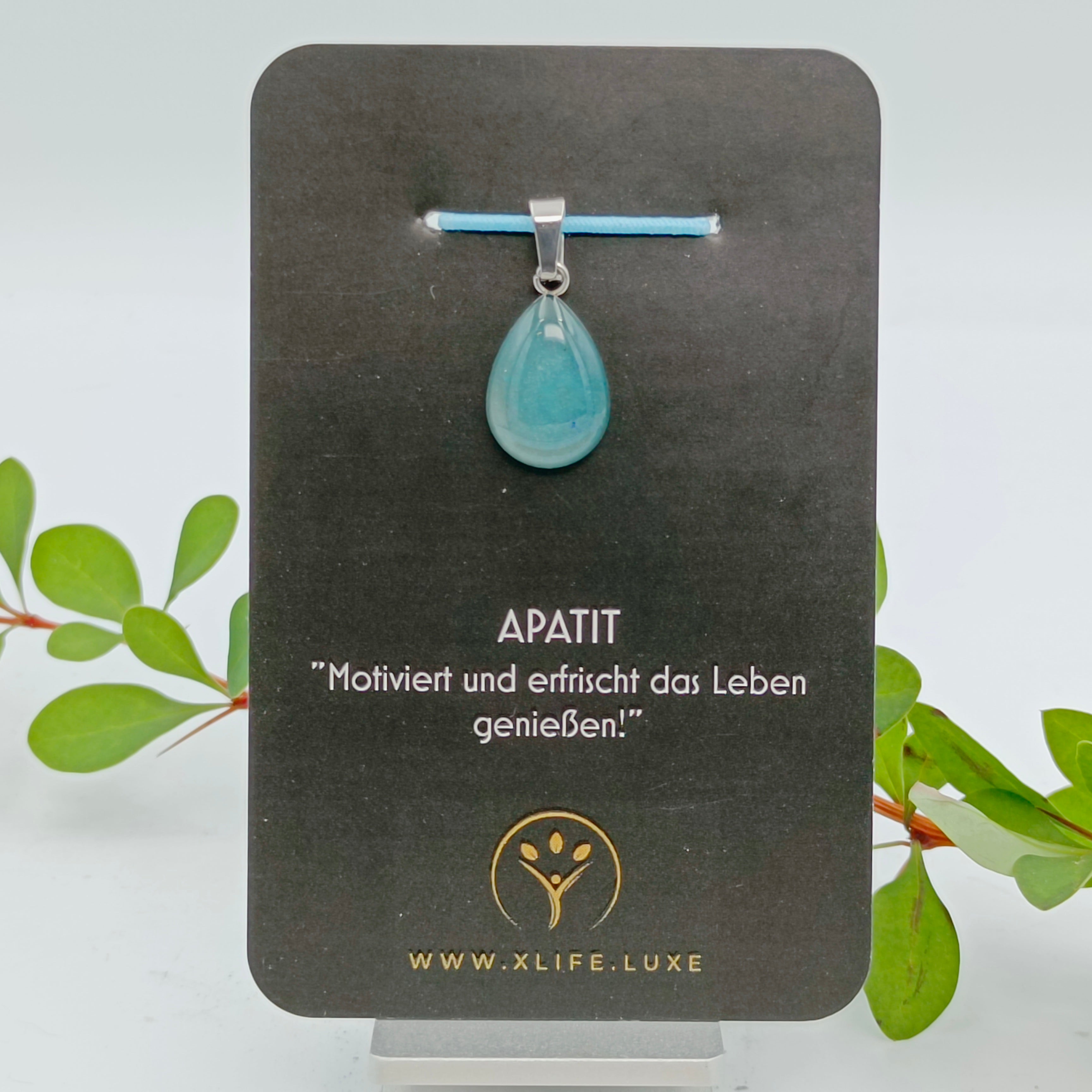 Apatit Schmuckanhänger - Tropfen 14mm