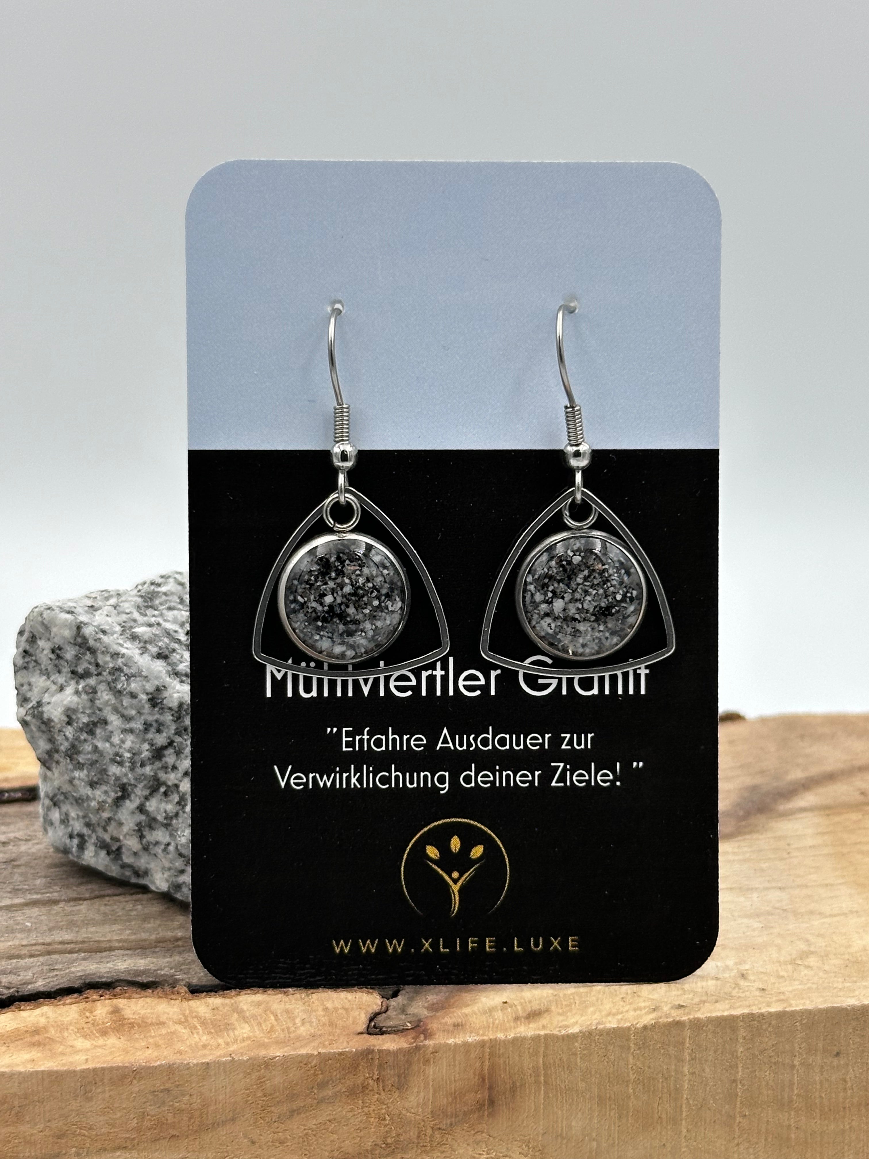 Ohrhänger Granit Dreieck Edelstahl