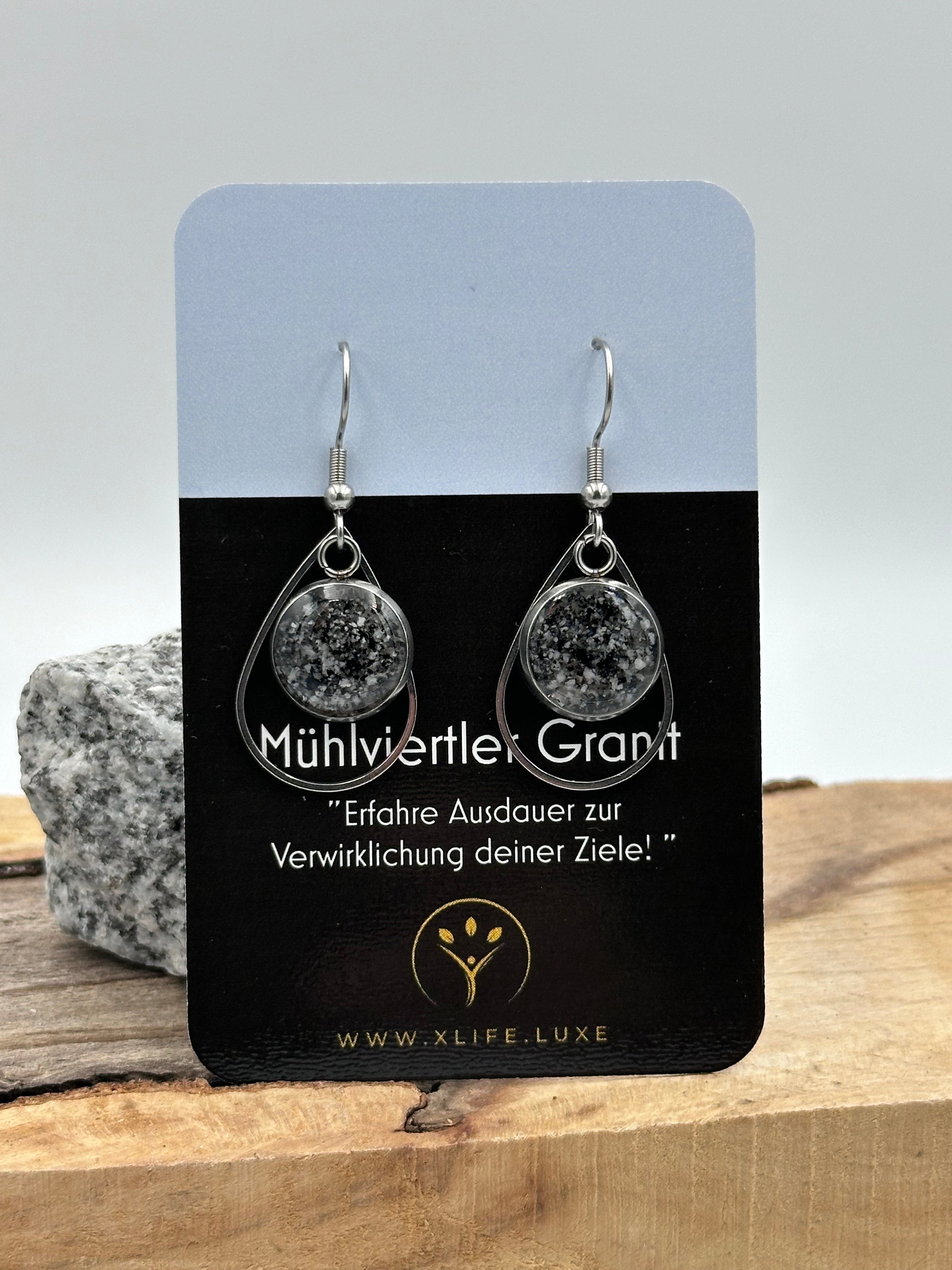 Ohrhänger Granit Tropfen