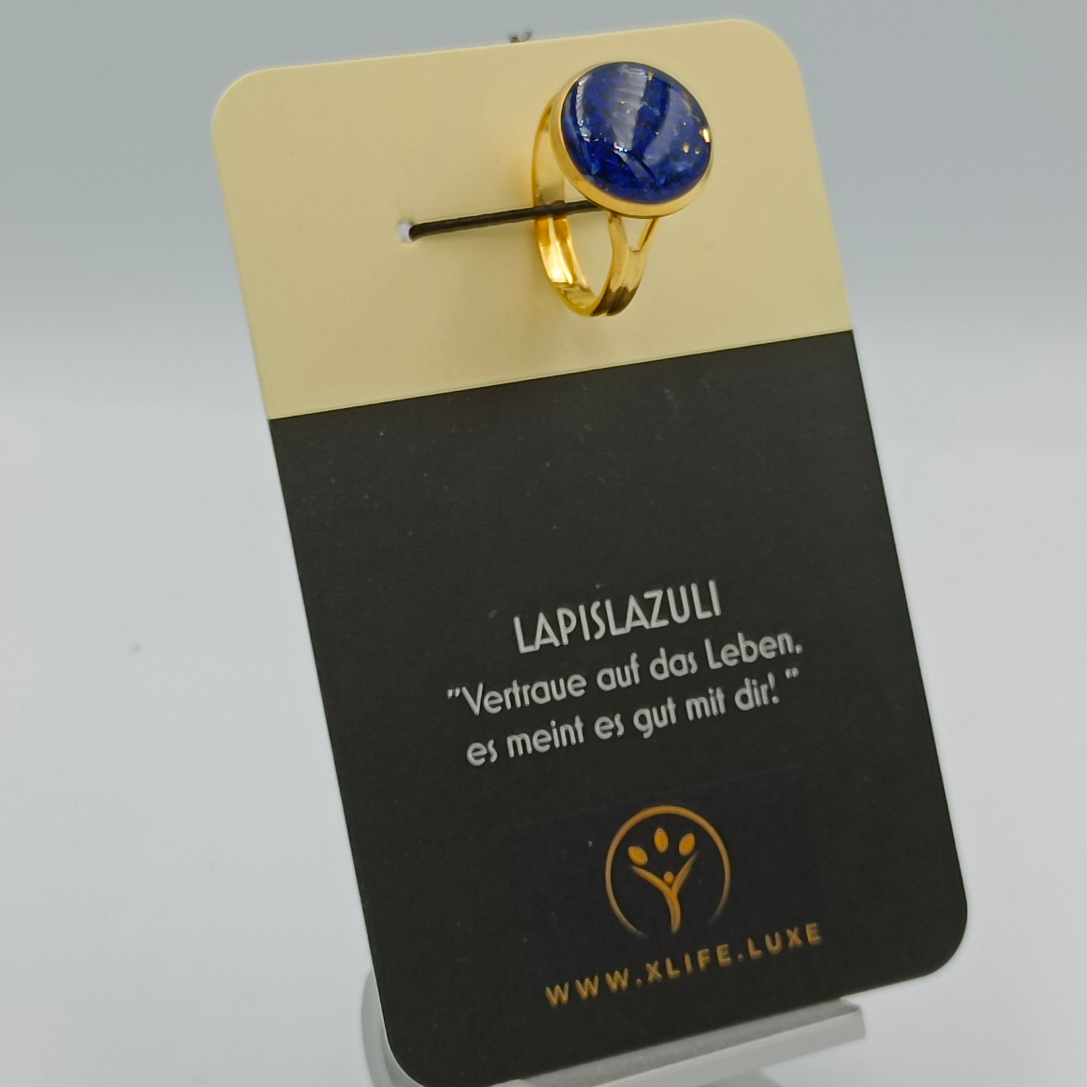 Lapislazuli Messing Ring 14 mm golden