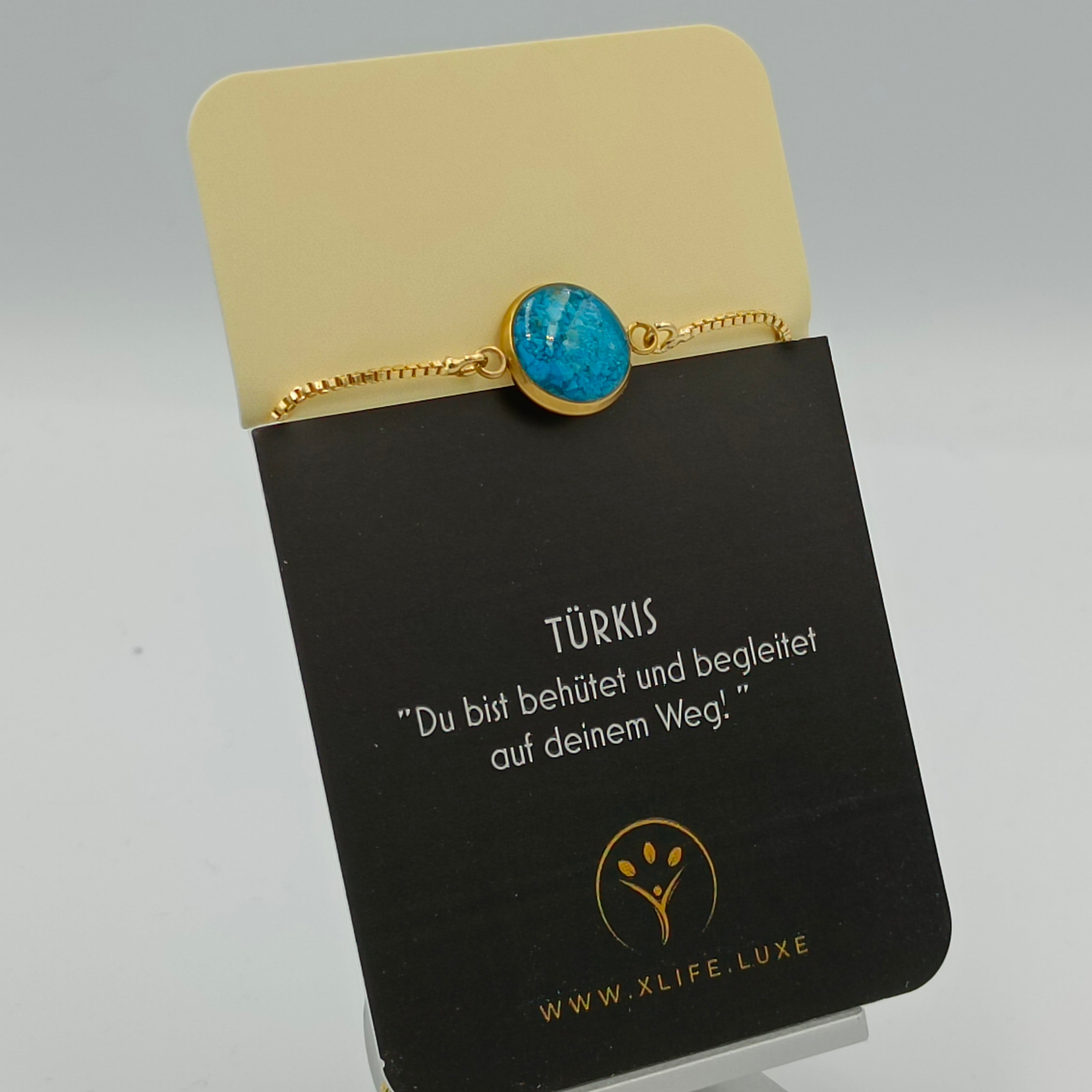 Armband 12mm Türkis golden