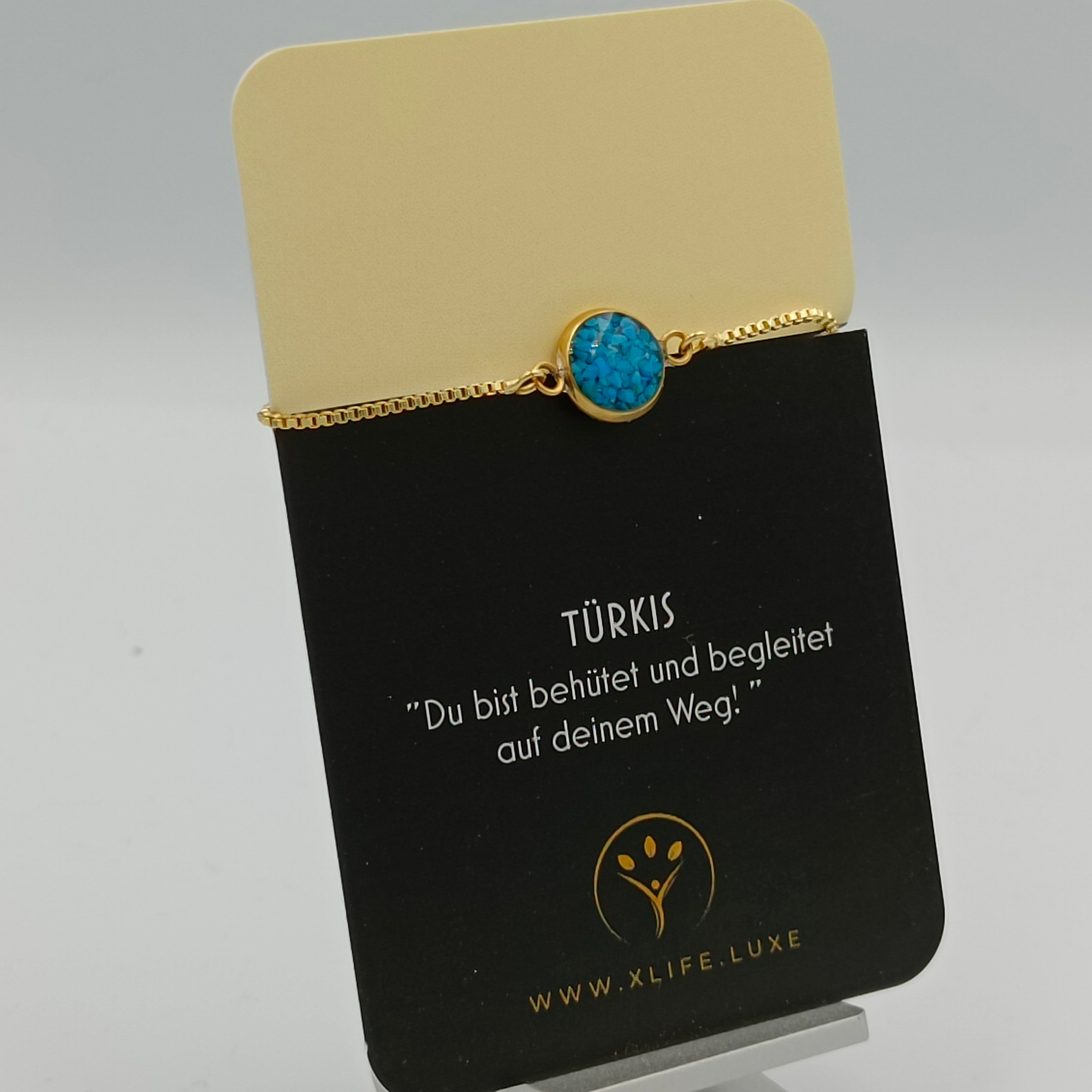 Armband 10mm Türkis golden