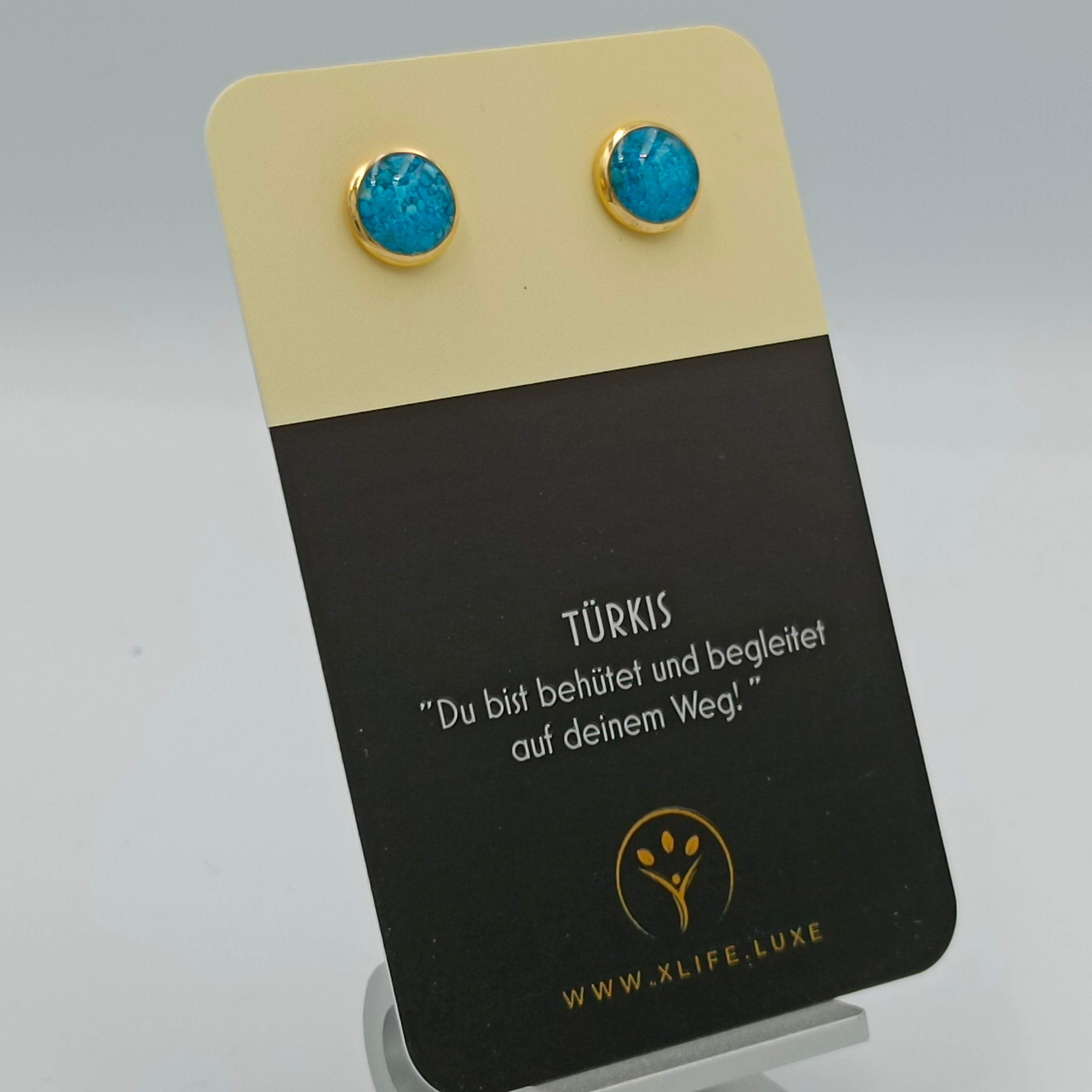 Ohrstecker 10mm Türkis golden