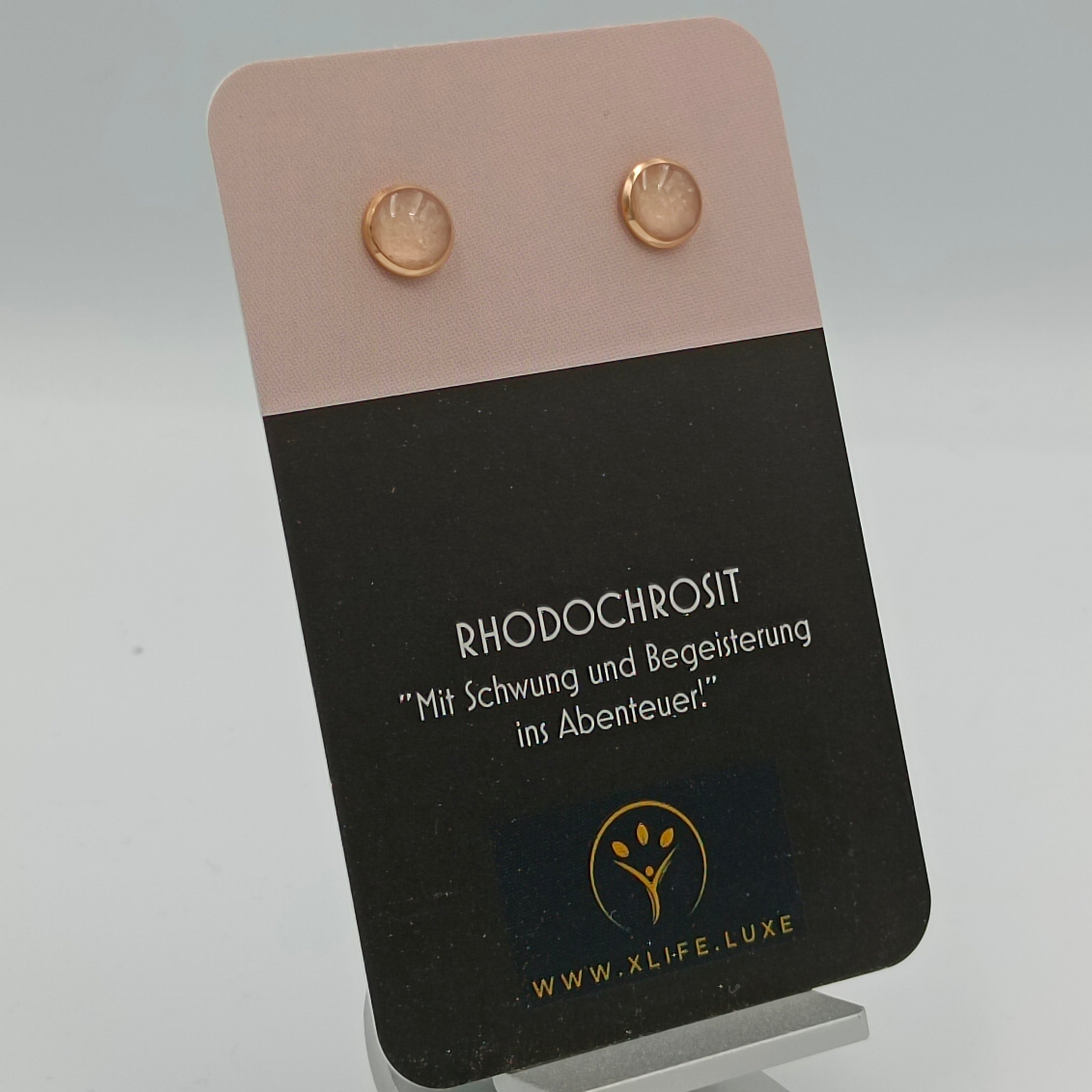 Rhodochrosit Ohrstecker 8 mm Rose