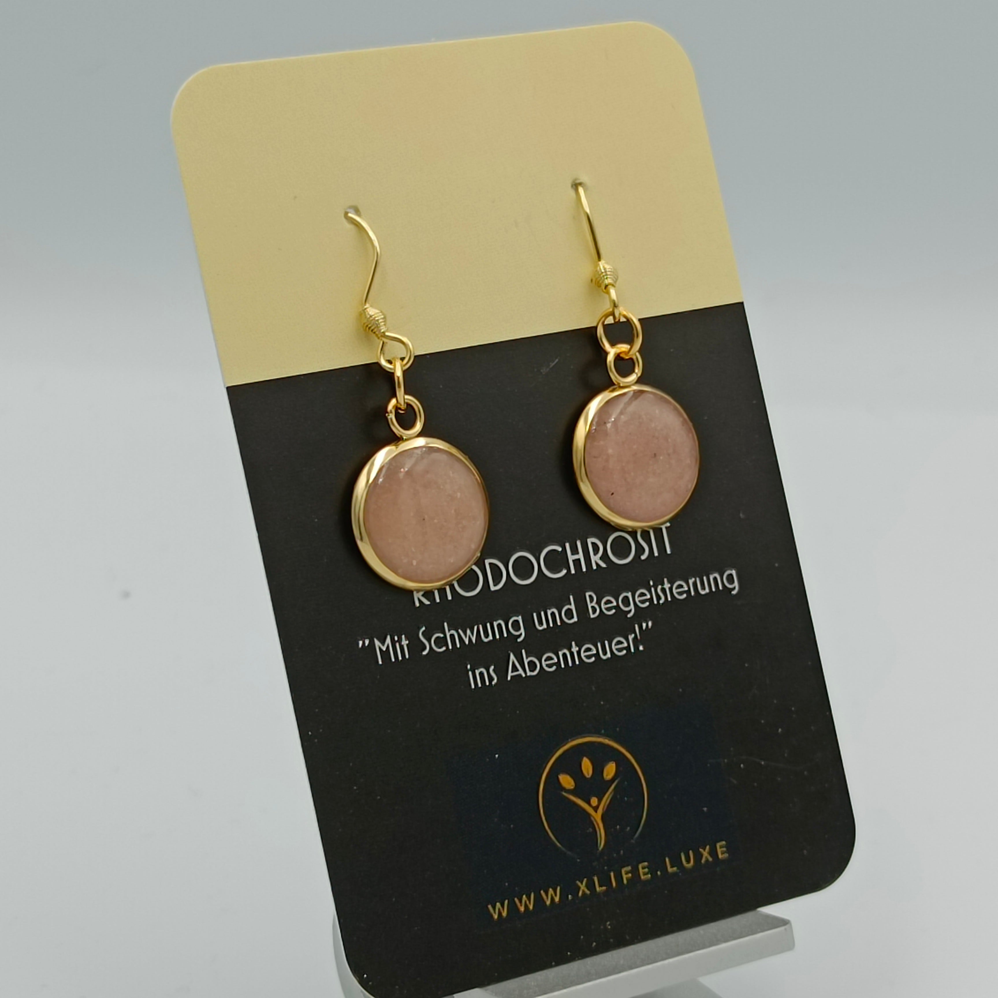 Rhodochrosit Ohrhänger 14 mm golden