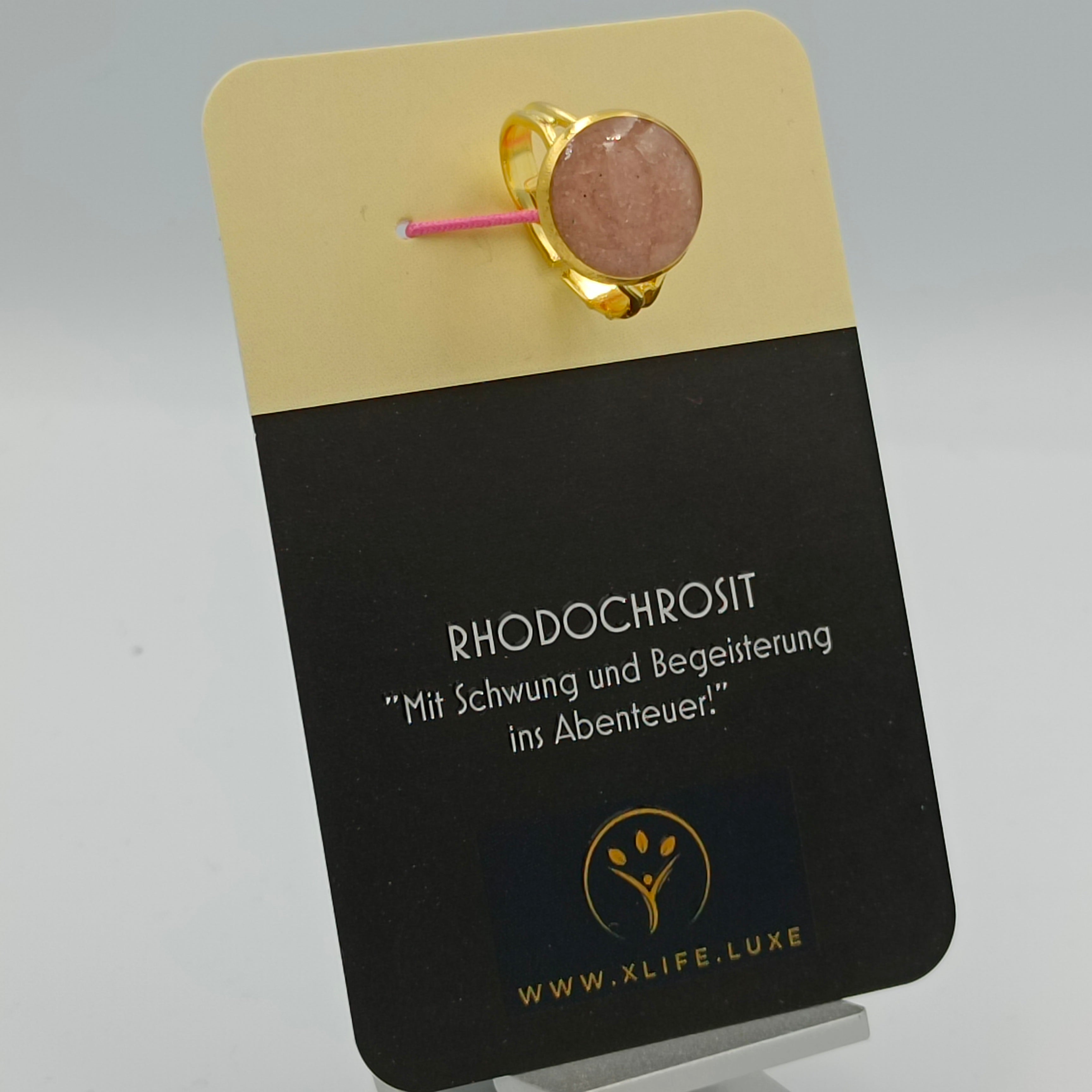 Rhodochrosit Messing Ring 14 mm golden